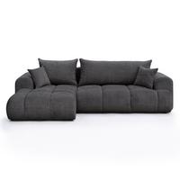 ECKSOFA MILANO Links mit Schlaffunktion und Bettkasten Dunkelgrau - Dunkelgrau, Kunststoff/Textil (265/145cm) - Idohome