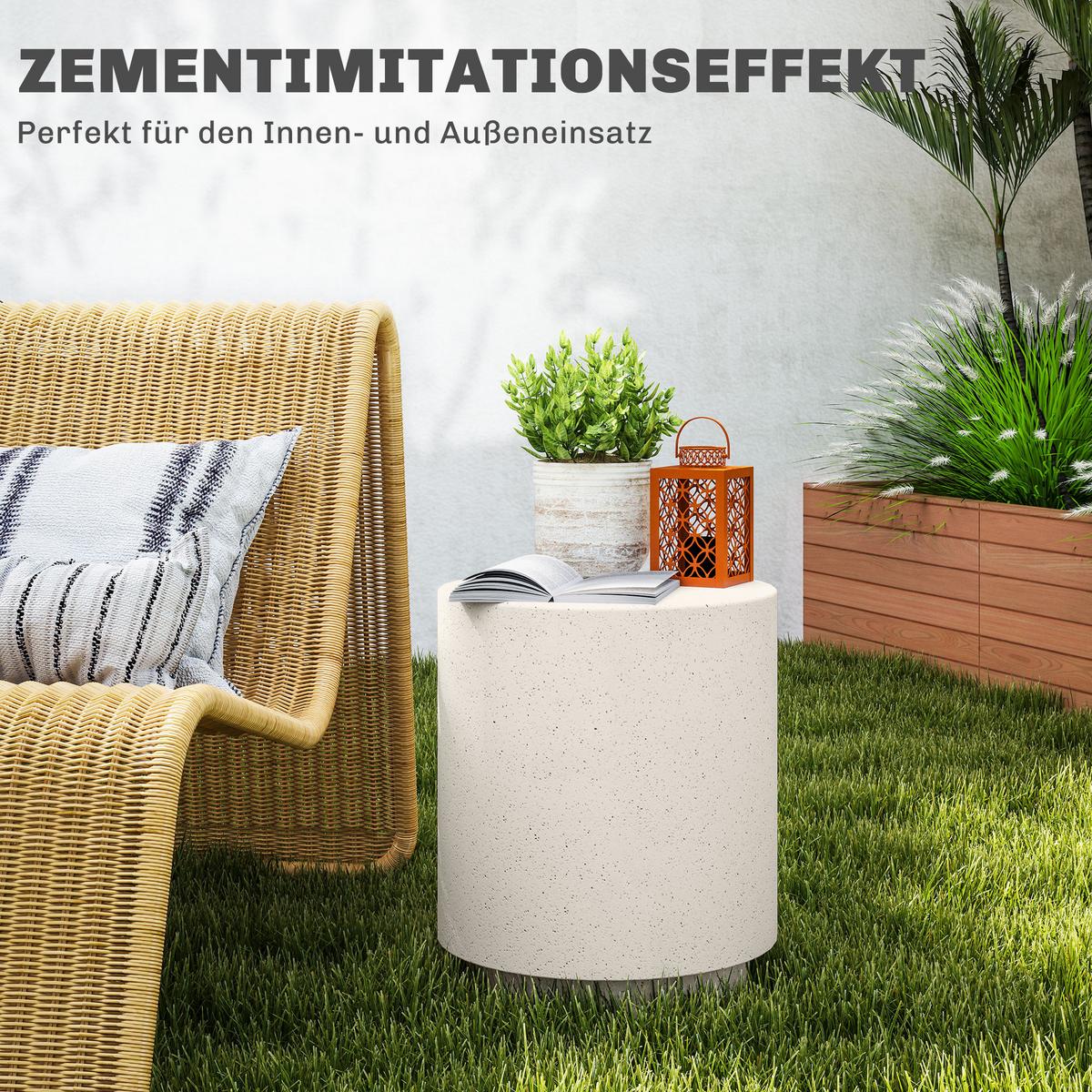 BEISTELLTISCH Anorganisches Erzpulver Cremeweiß - Creme, Naturmaterialien (37/37/43cm) - HOMCOM