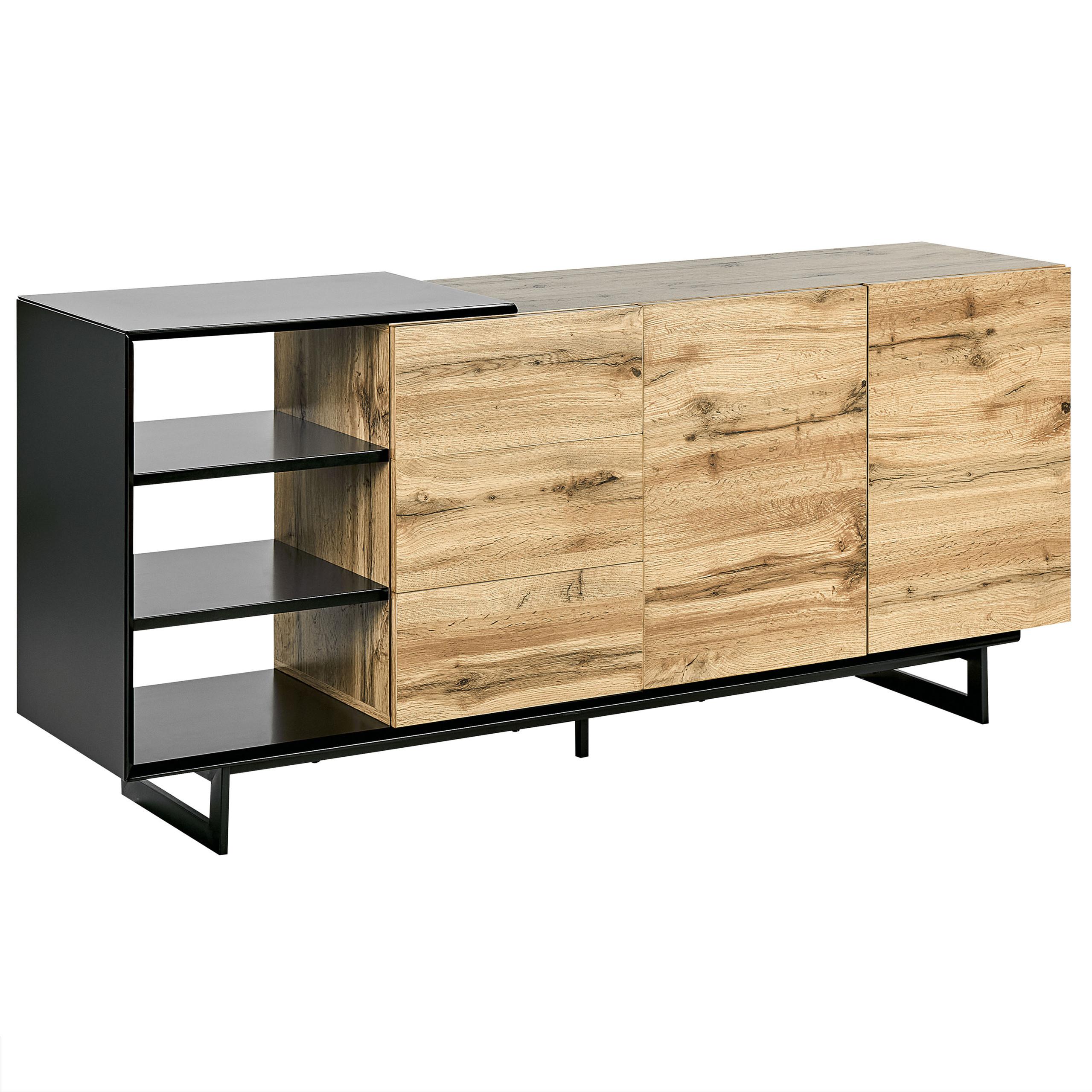 SIDEBOARD mit 2 Türen Braun/Schwarz Fiora - Braun, Holzwerkstoff (160/75/40cm) - Beliani