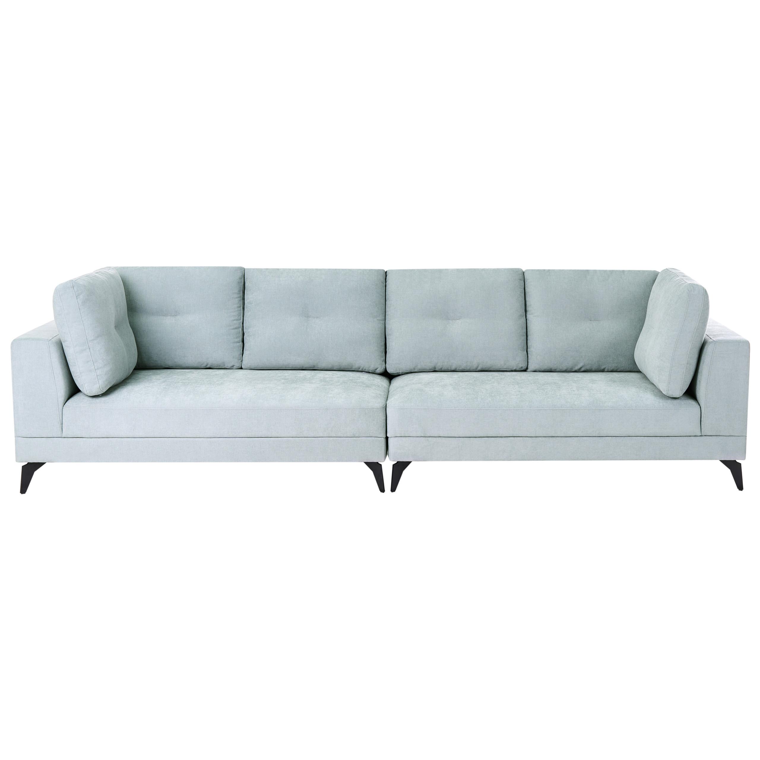 4-SITZER-SOFA Kunstleinen Hellblau Yuri - Blau/Schwarz, Textil (302/88/100cm) - Beliani