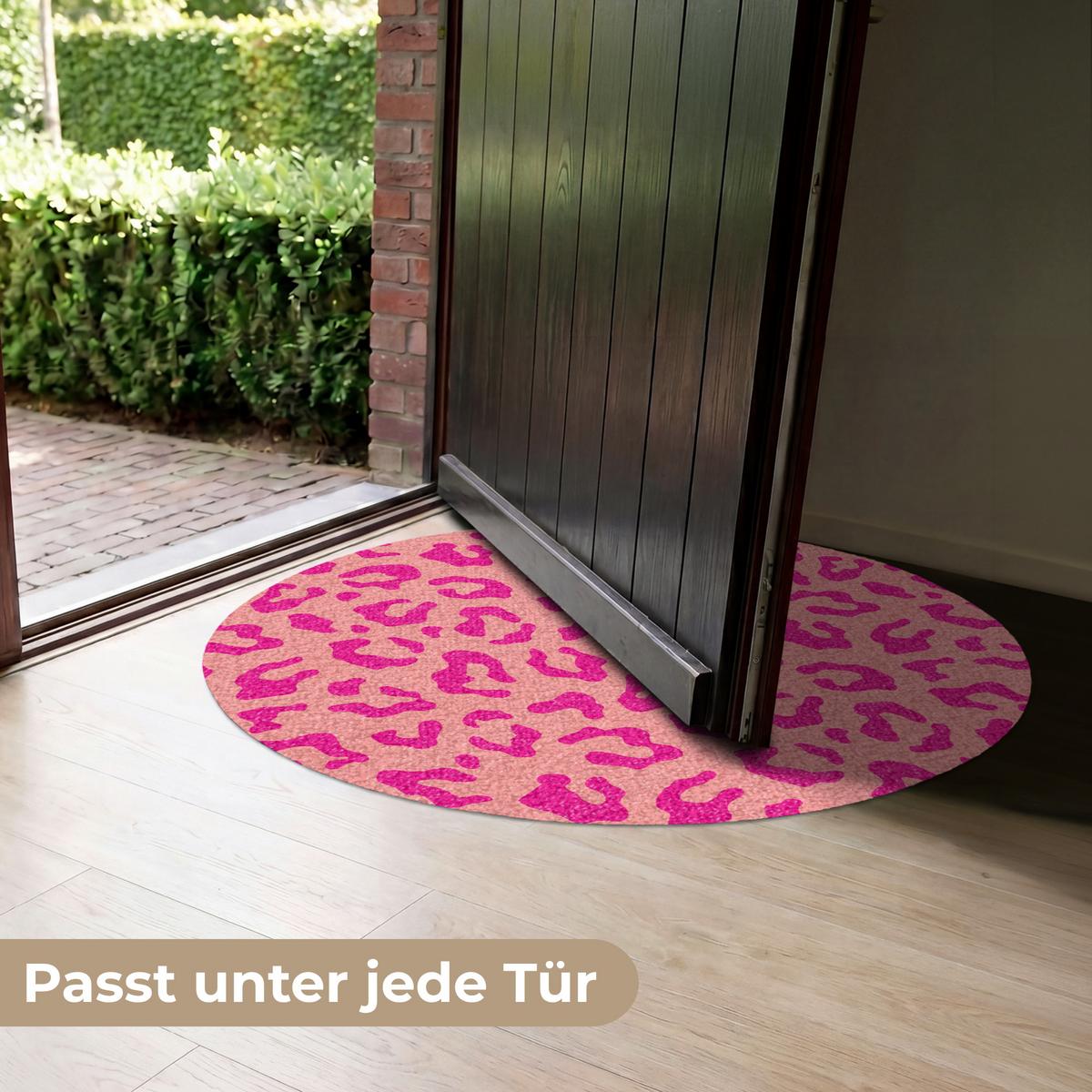FUSSMATTE Pantherdruck - Rosa - Tierdruck - Minimalistisch Sauberlaufmatte 90x90 cm - Pink, Kunststoff (90/90cm) - MuchoWow