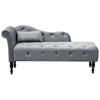 CHAISELONGUE-LINKSSEITIGE Samtstoff Grau Ivry - Dunkelgrau/Schwarz, Textil (152/72/62cm) - Beliani