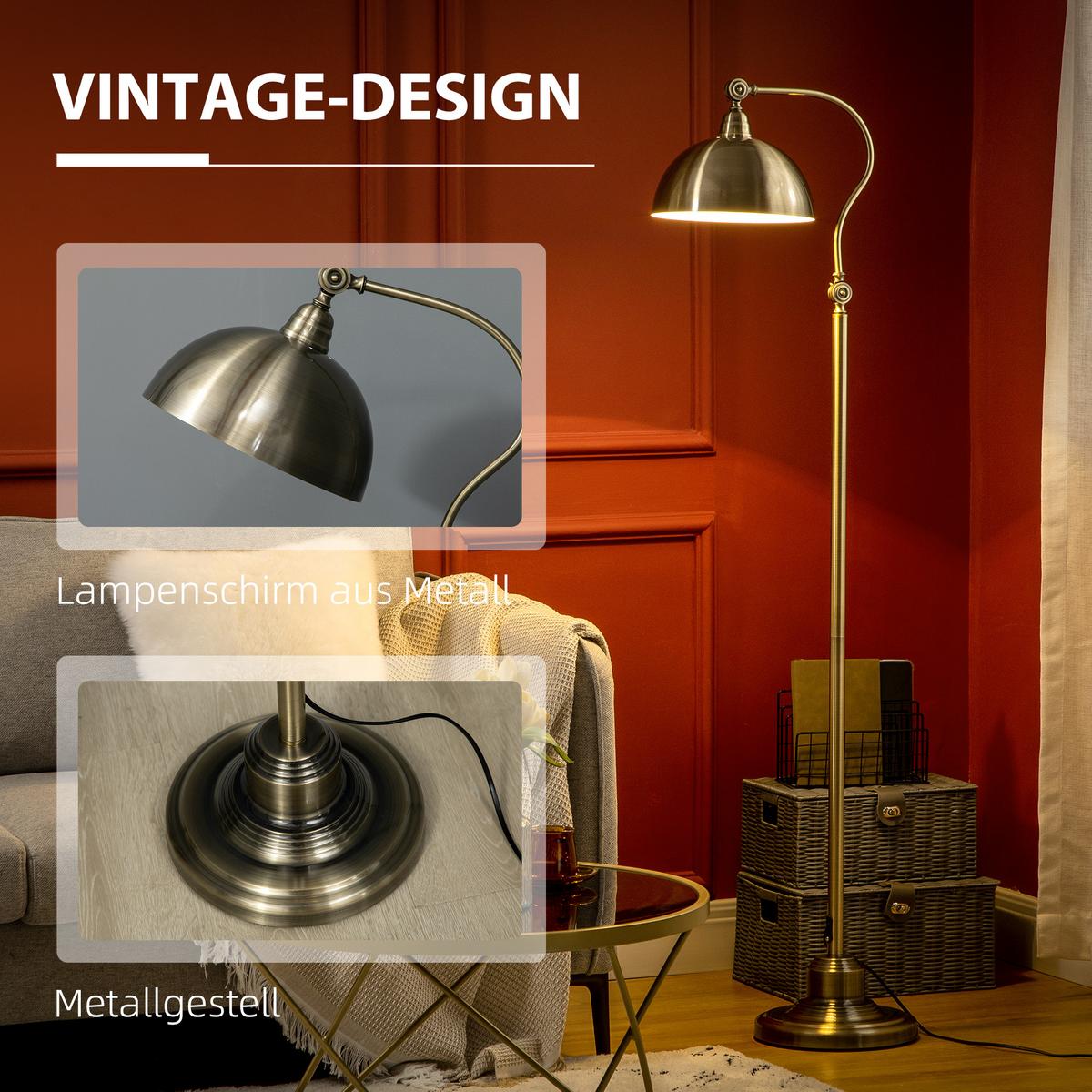 STEHLAMPE mit E27 Fassung, Schlafzimmer - Bronzefarben, Metall (42/25.5/152cm) - HOMCOM