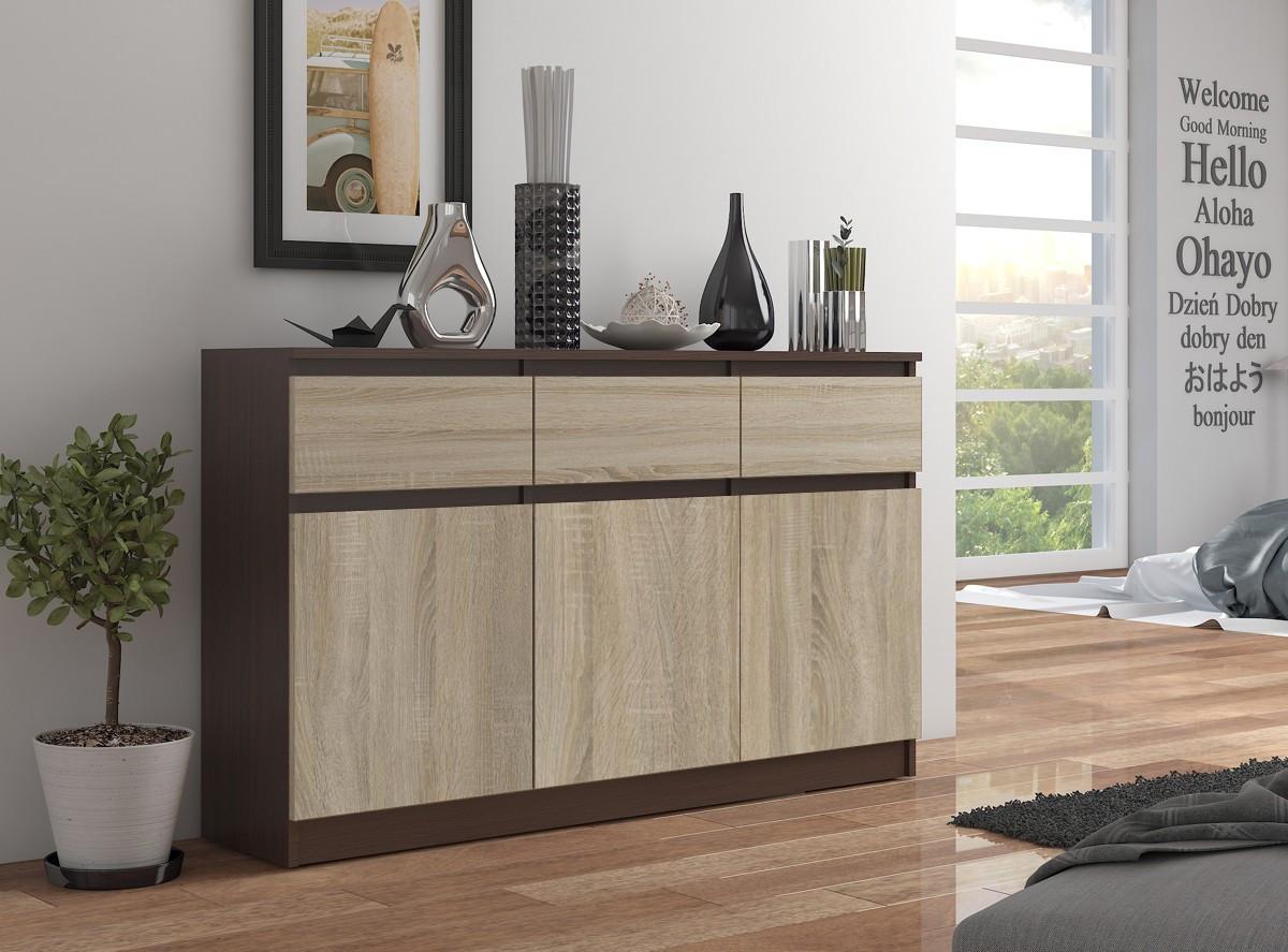 KOMMODE Dunkelbraun, Eiche Sonoma 99/138/40 - Hellbraun, Holzwerkstoff (138/99/40cm) - RAUMHIRSCH FURNITURE