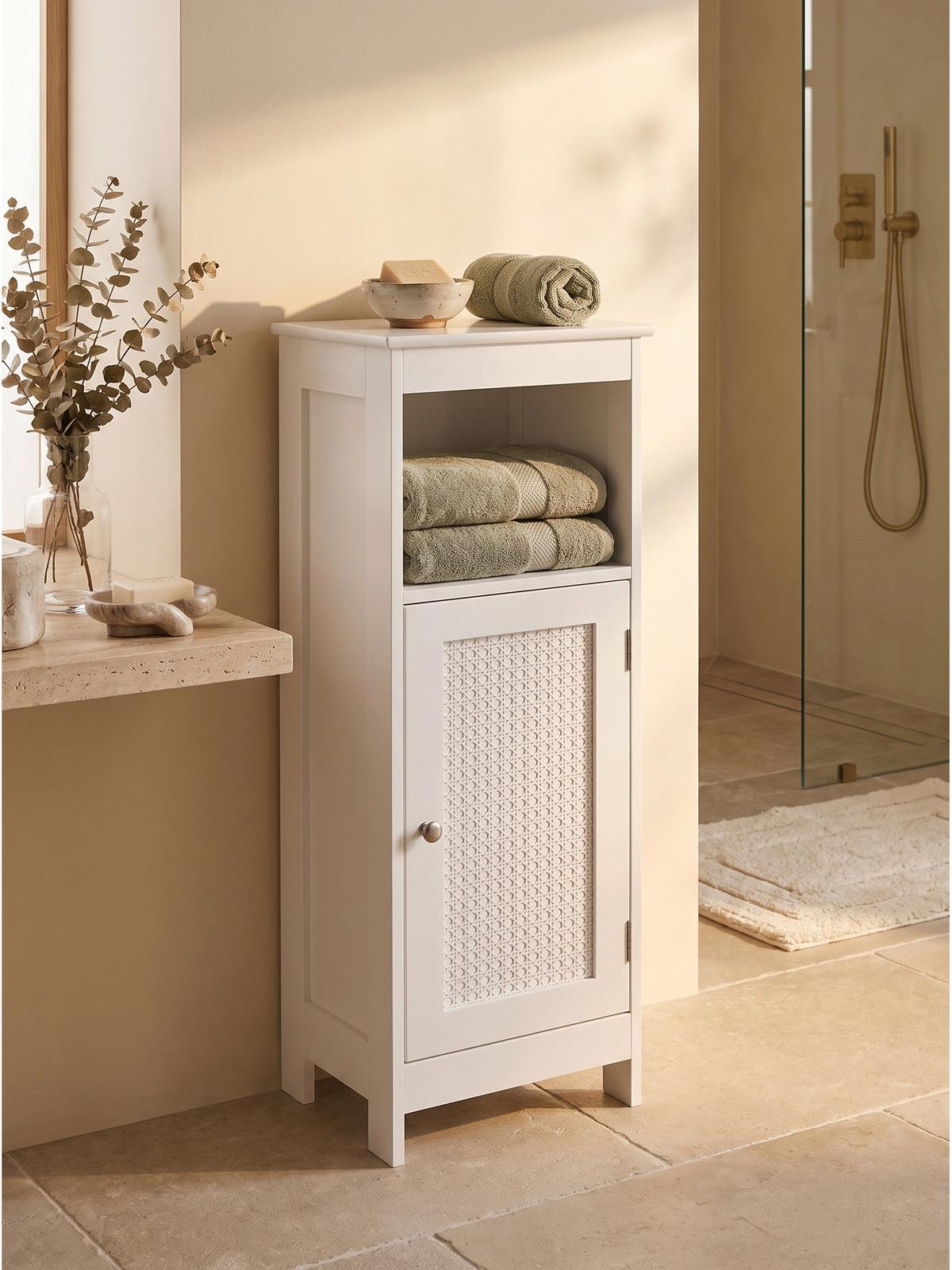 BADSCHRANK ADOUR, MDF, mit Stauraum, Weiß, 30 x 28 x 80 cm - Weiß, Holzwerkstoff/Metall (30/80/28cm) - KADIMA DESIGN