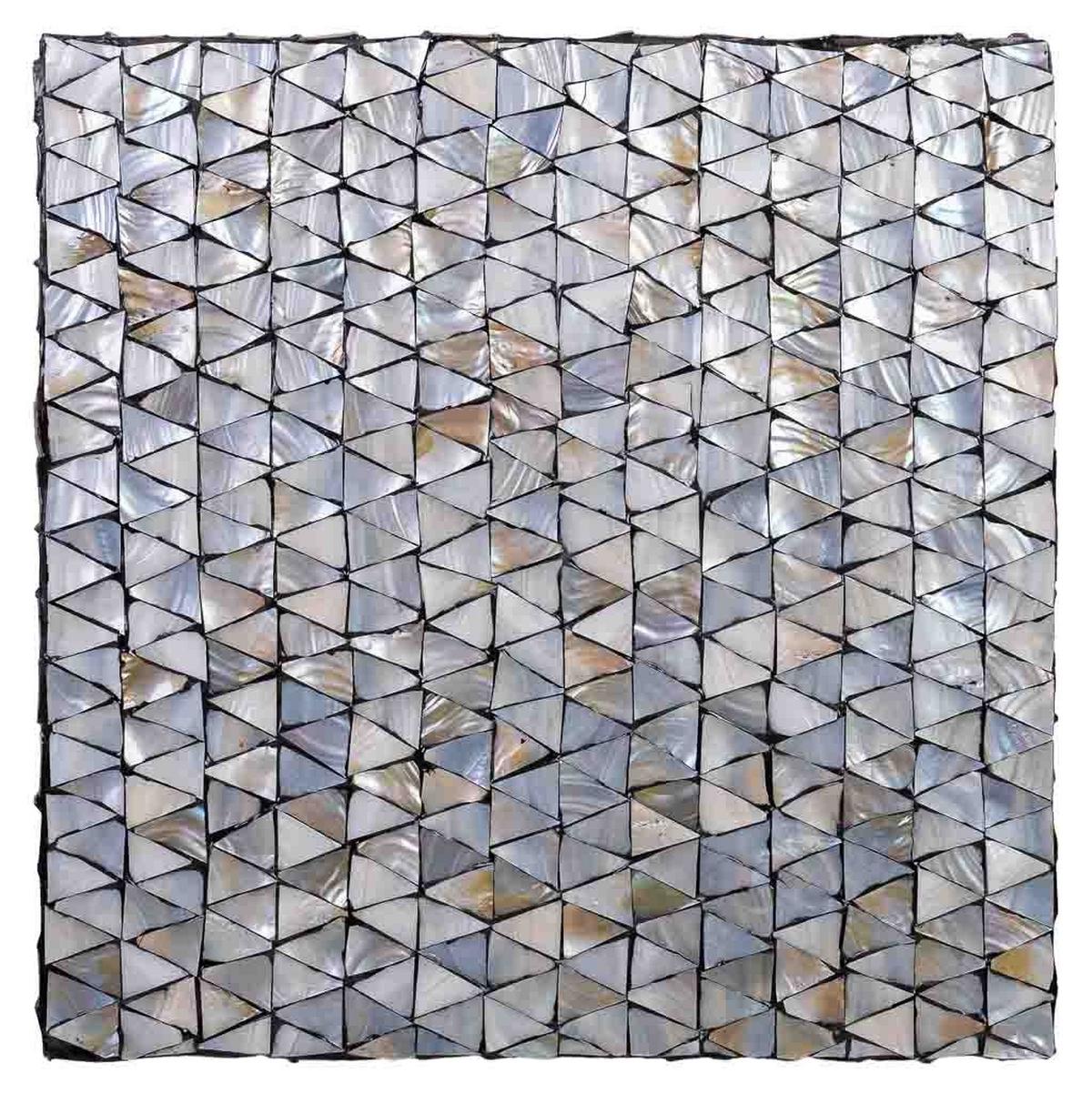 COUCHTISCH aus grauem Holz und Perlmutt, 65x65x45 cm - Grau, Holz (65/65/45cm) - Wanderlust