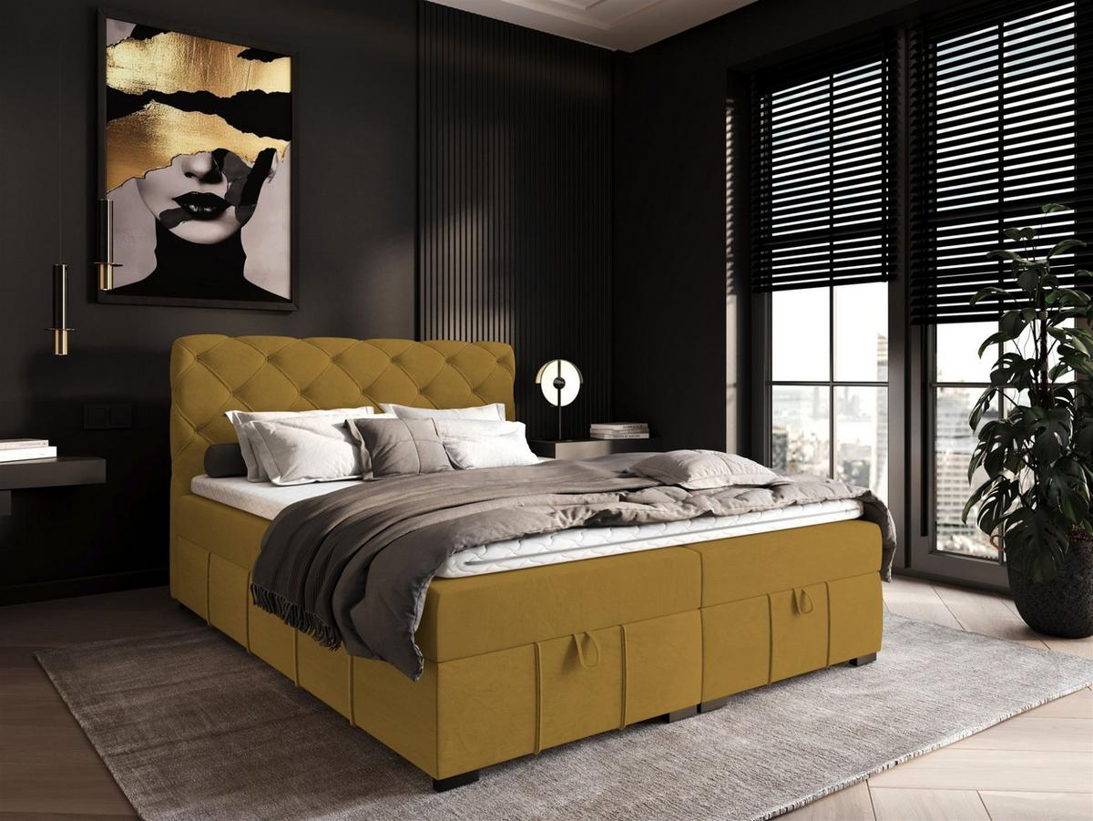 BOXBETT Gisel - Gelb, Holzwerkstoff/Textil (160/200cm) - Fun Möbel