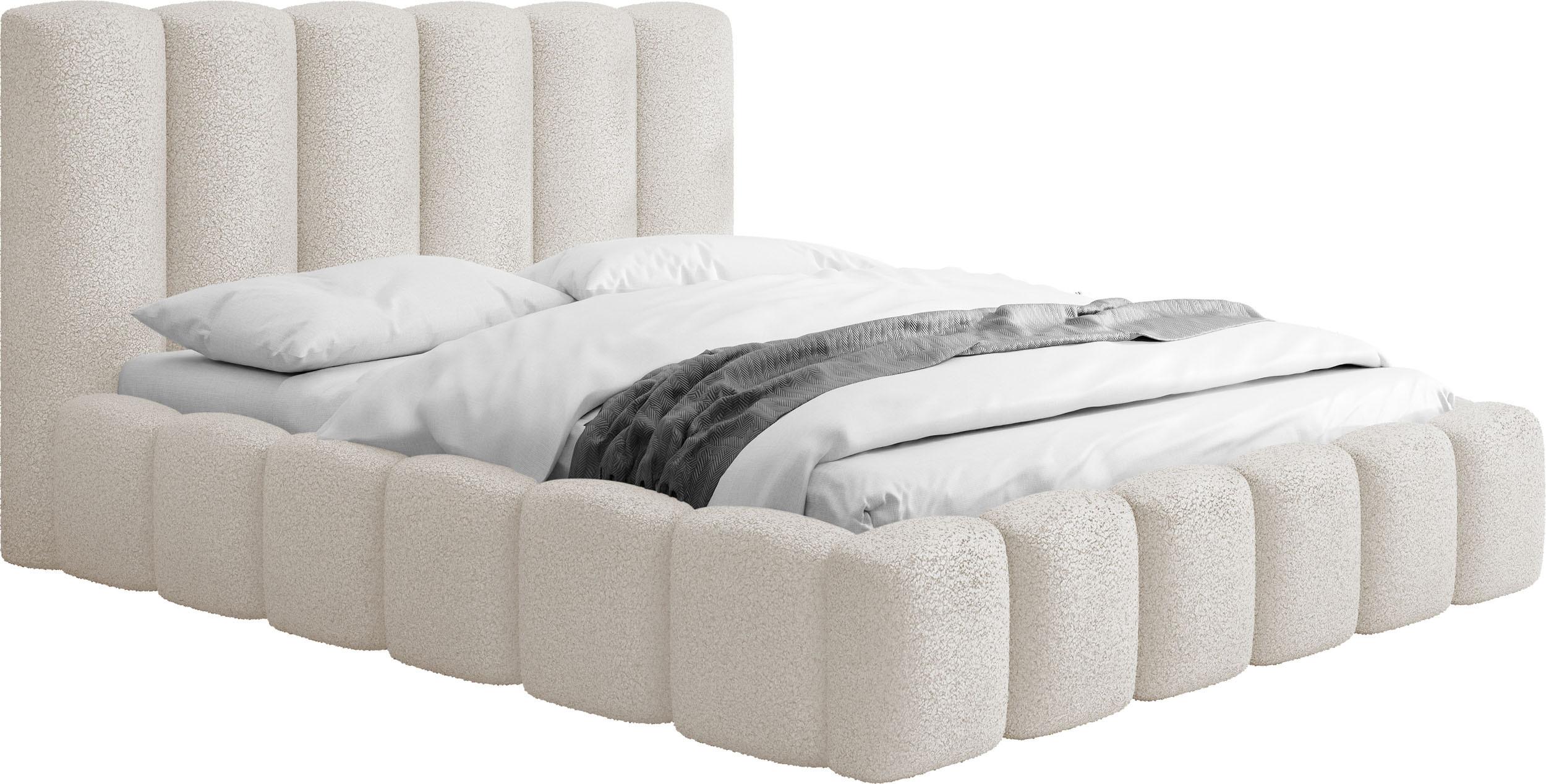 POLSTERBETT Serenity mit Bettkasten, Beige Boucle 180x200 cm - Beige/Schwarz, Holzwerkstoff/Kunststoff (180/200cm) - WFL GROUP
