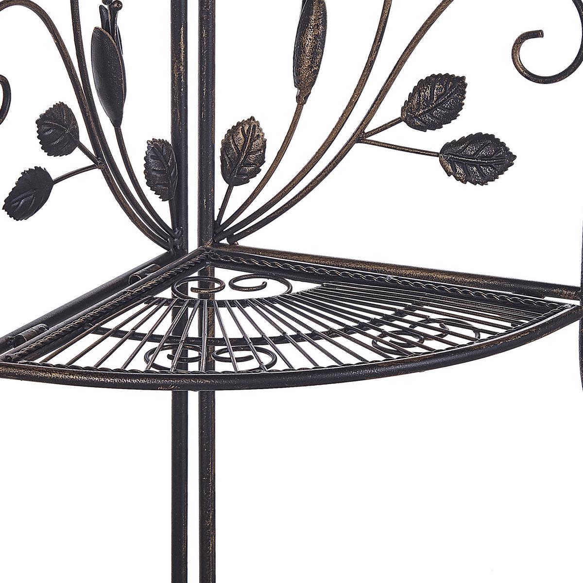 ECKREGAL schwarz Metall 4 Ablageflächen klappbar Siderno - Goldfarben/Schwarz, Metall (35/158/35cm) - Beliani