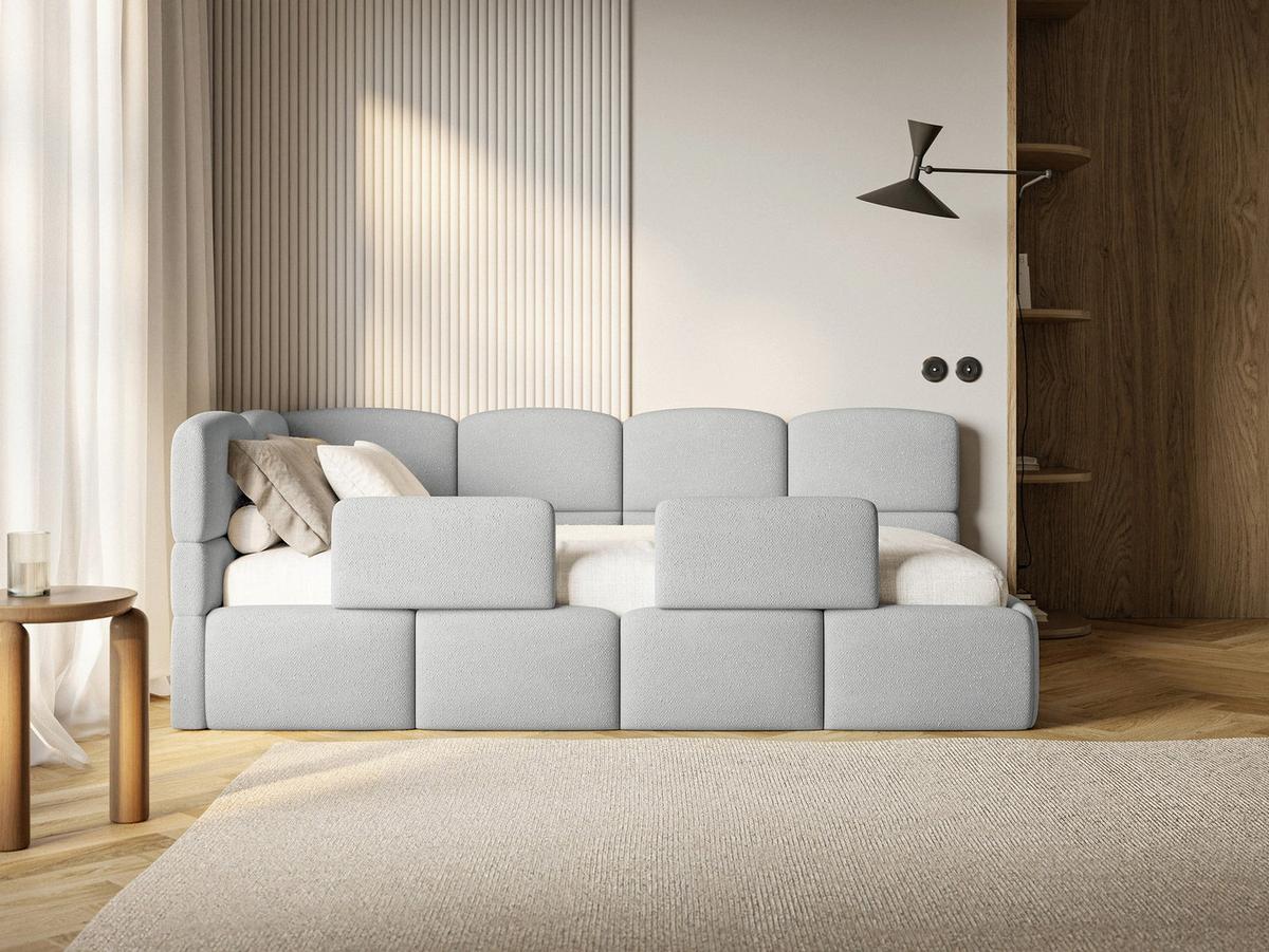 KINDERBETT Cloudy Hellgrau 120 x 200 cm - Hellgrau/Schwarz, Kunststoff/Textil (120/200cm) - Selsey