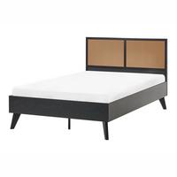 BETT mit Lattenrost 120/200 cm Faserplatte, PE Rattan Schwarz Monpazier - Schwarz, Naturmaterialien (120/200cm) - Beliani
