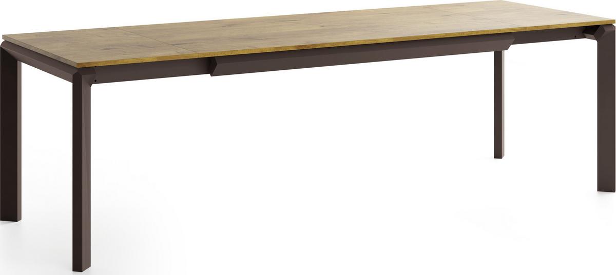 ESSTISCH Elan rechteckig ausziehbar verlängerbar mit Braunen Metallbeinen, Eiche Hell Braun 160-250/90/76 cm - Eichefarben/Braun, Holzwerkstoff/Metall (90/250/76cm) - WFL GROUP