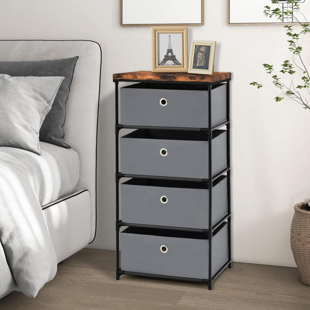 NACHTTISCH Grau - Grau, Textil (42/85/34cm) - COSTWAY