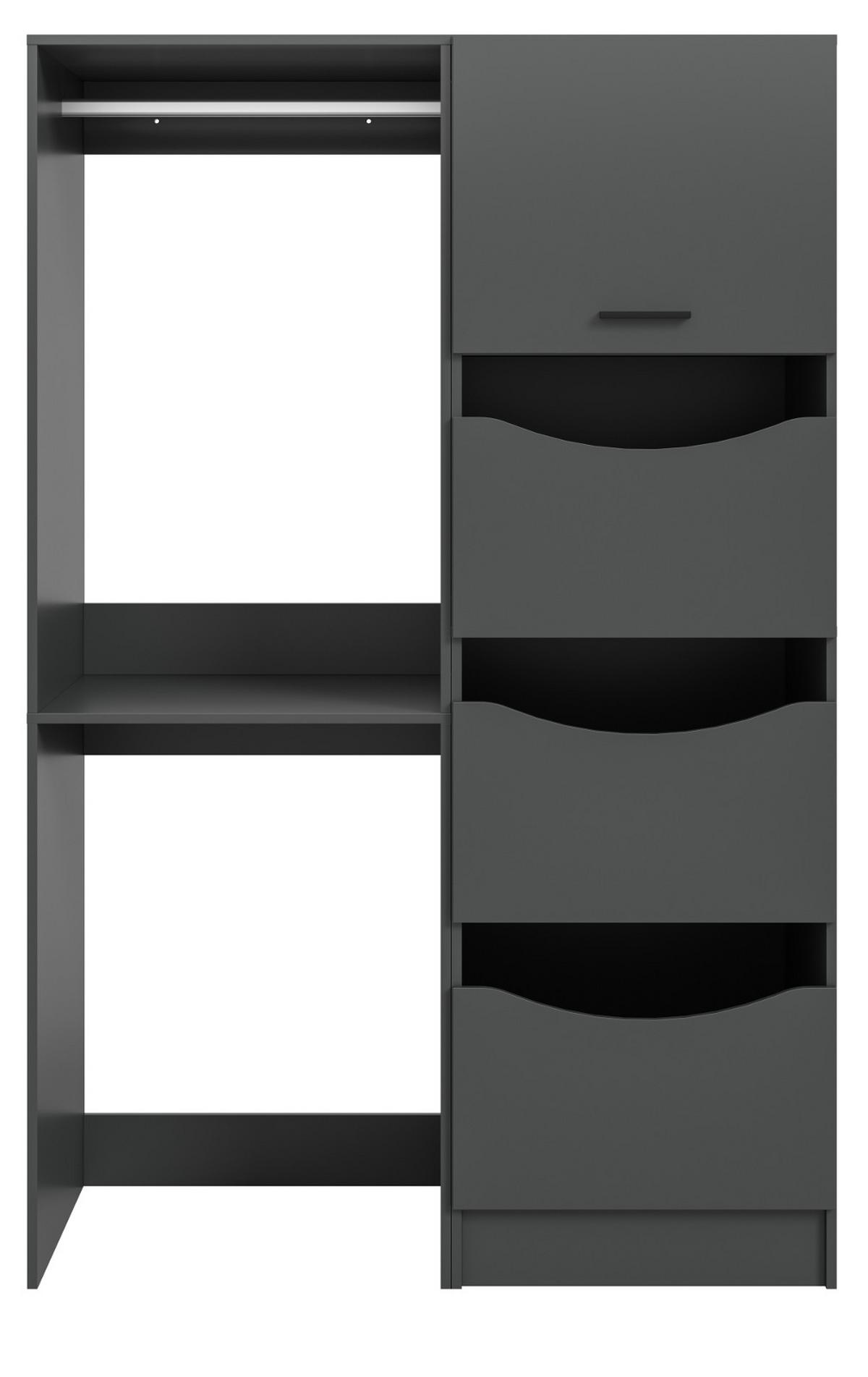WASCHMASCHINENSCHRANK grau Set 2-teilig 126 x 196 cm, Waschmaschinenumbau mit Wäschefächern - Schwarz/Grau, Holzwerkstoff/Kunststoff (126/196/68cm) - Inn.Furn