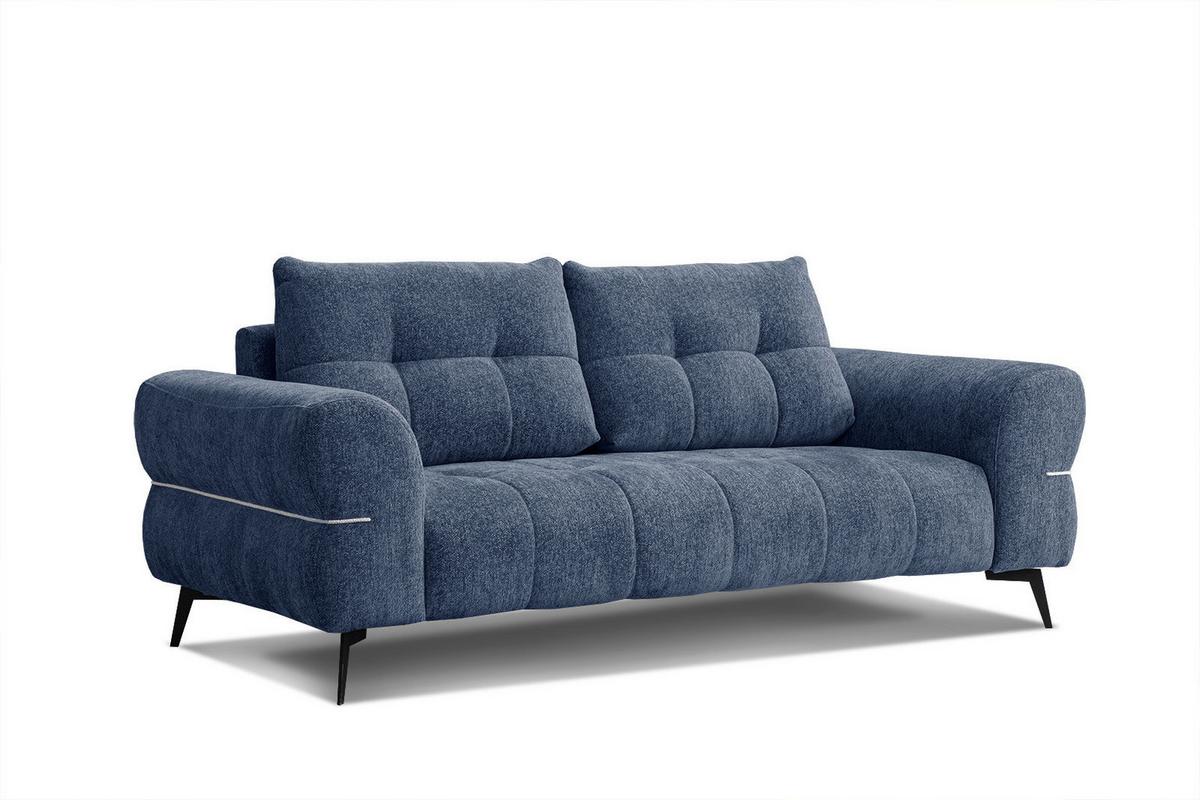 SOFA SALVINI 3-Sitzer, dunkelblau - Schwarz/Dunkelblau, Holzwerkstoff/Textil (176/88/99cm) - Wozimo