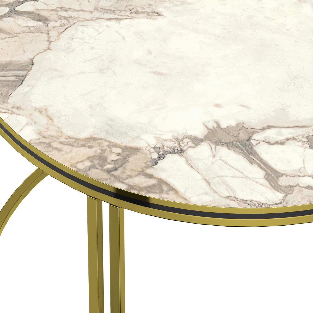 COUCHTISCH Aulum 70/70/50 - Goldfarben/Weiß, Holzwerkstoff/Metall (70/70/50cm) - [en.casa]