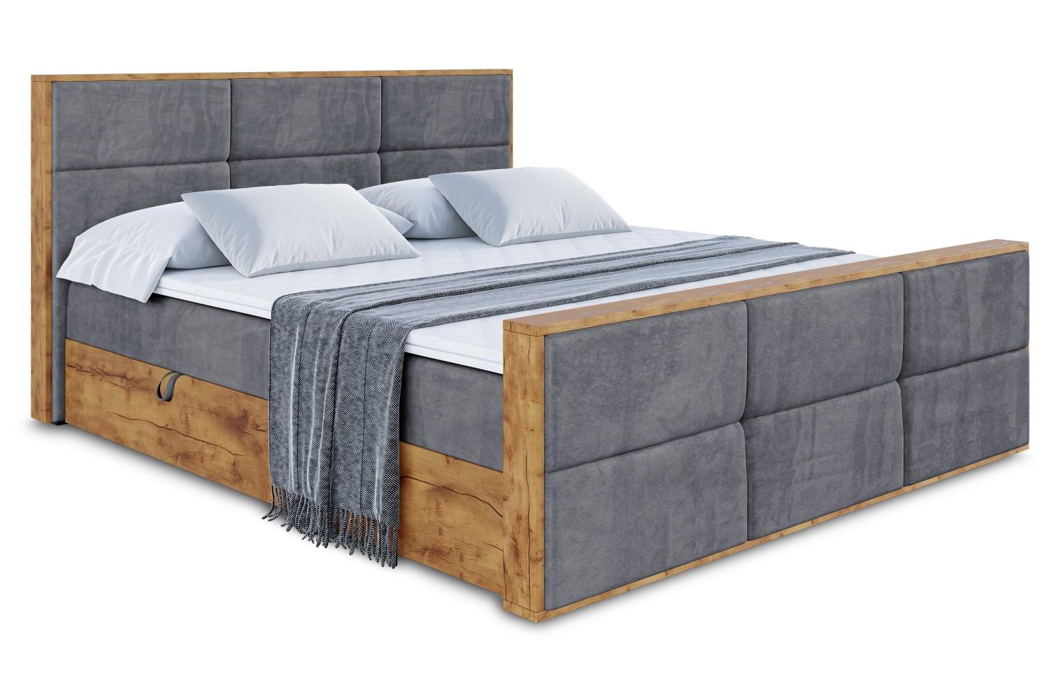 BOXBETT mit Matratze H3 und Lattenrost - LOLLI1-Z - 160x200 - Dunkelgrau Casablanca - Dunkelgrau, Holzwerkstoff (160/200cm) - ALTDECOR
