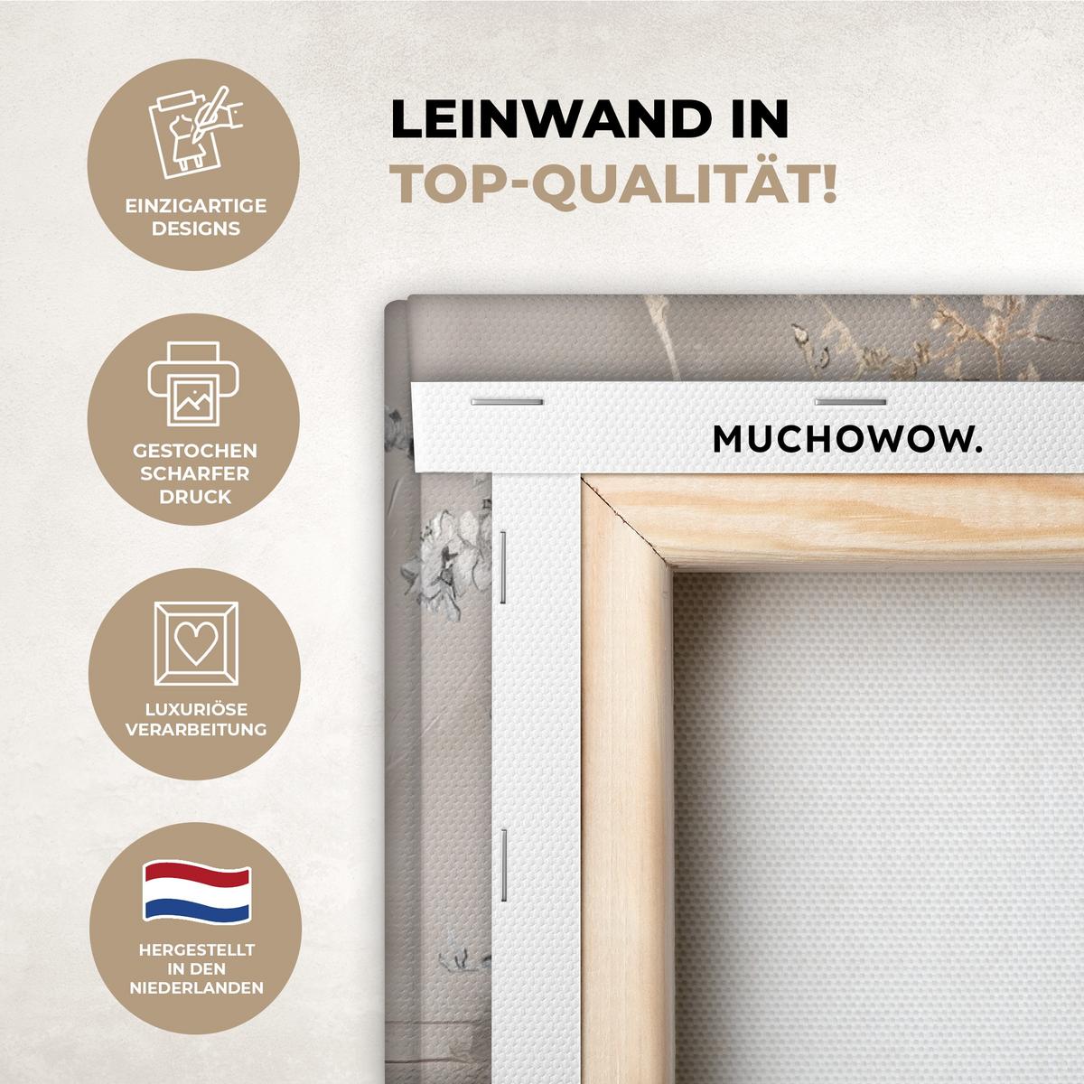 LEINWANDBILD 2er Set Mandelblüte - Abstrakt - Beige 60x40 cm - Beige, Textil (60/40cm) - MuchoWow