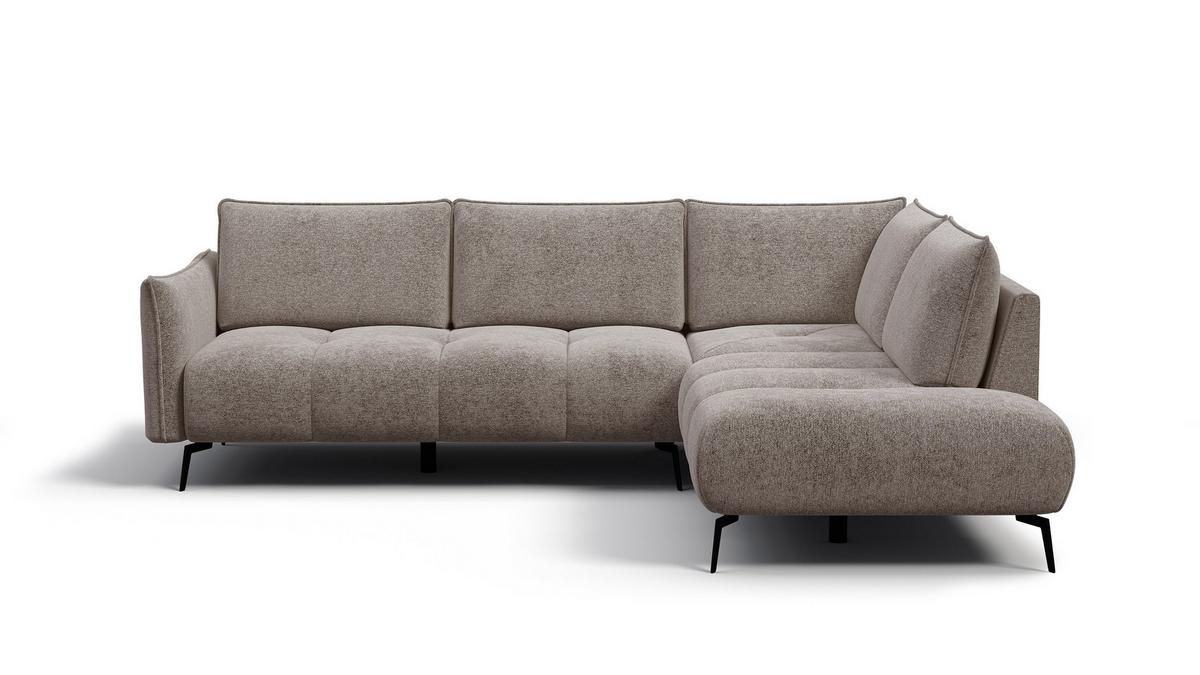 ECKSOFA AERA 5-Sitzer rechts, dunkelbeige - Beige/Schwarz, Holz/Textil (268/206cm) - Wozimo