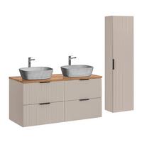 BADMÖBEL 120.8cm Adriel 2er-Set Kaschmir, Holz und Stein - Beige, Holzwerkstoff (120.8/59/46cm) - Petits-meubles