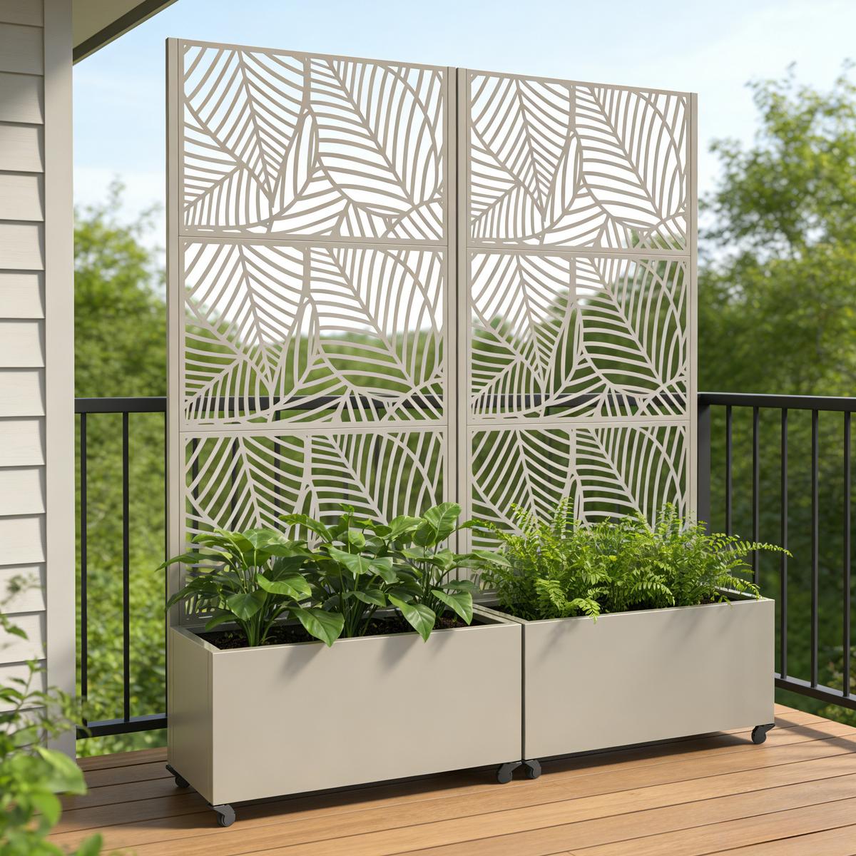 BLUMENKASTEN Surnskoki - Beige, Metall (82/190/38cm) - casa.pro
