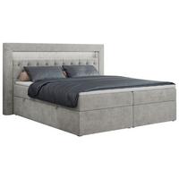 BOXBETT GOLD-6 LED 200/200 Hellgrau Struktur - H3 - Hellgrau, Holz/Textil (200/200cm) - MKS