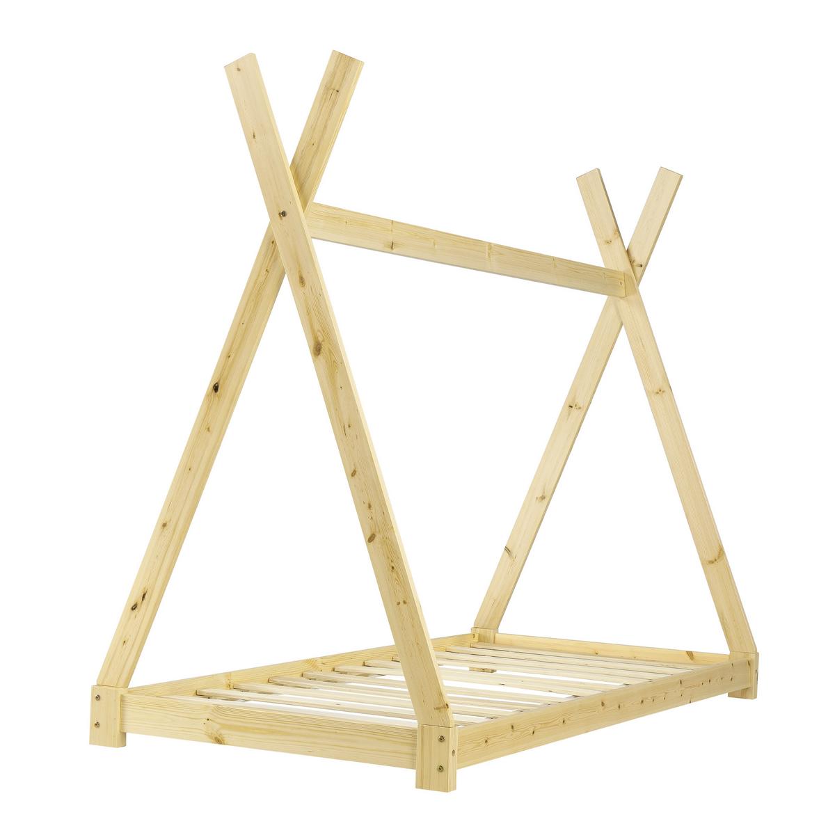 KINDERBETT Onejda - Naturfarben, Holz (90/200cm) - [en.casa]