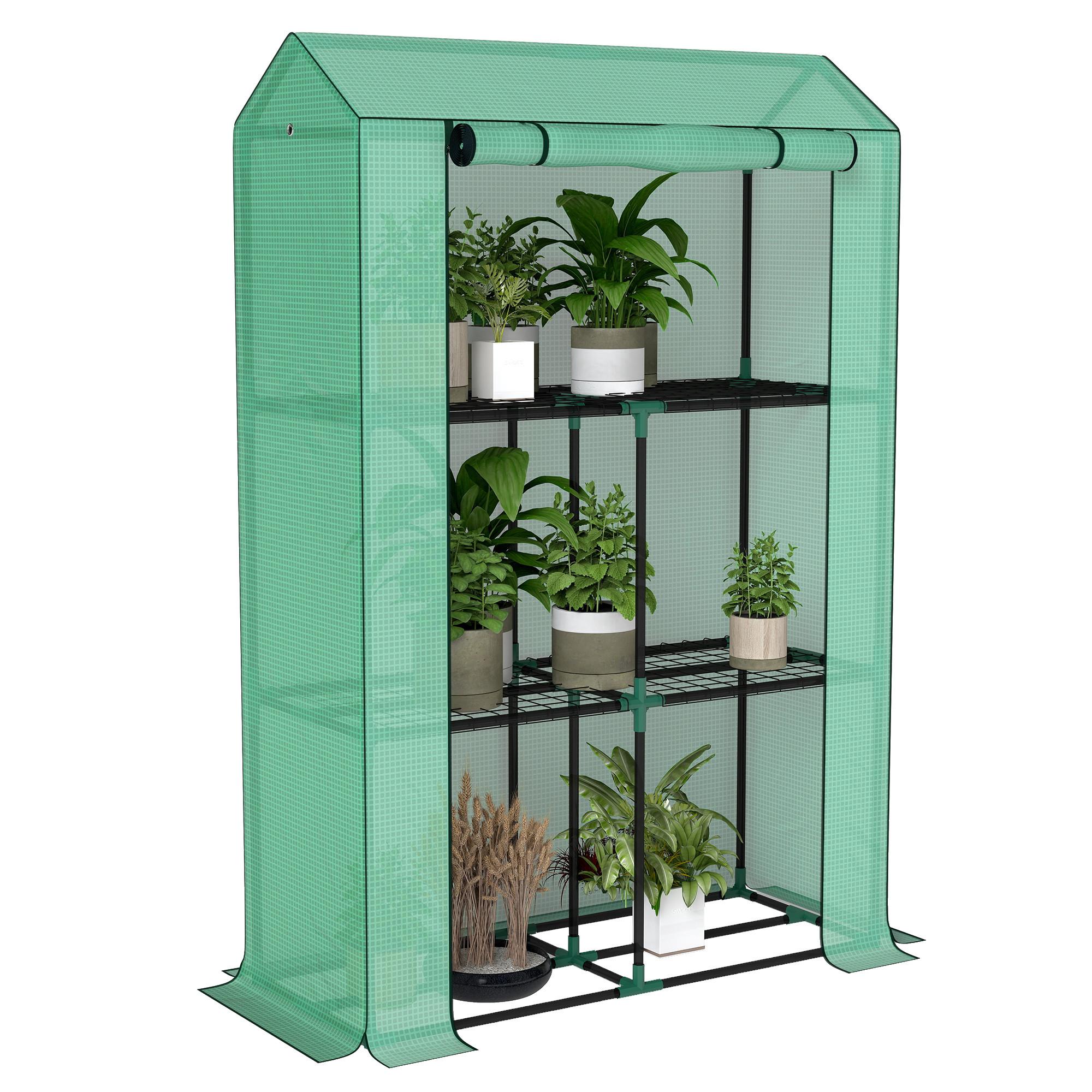 GEWÄCHSHAUS, 100L x 40B x 150H cm - Grün, Metall (40/150/100cm) - Outsunny