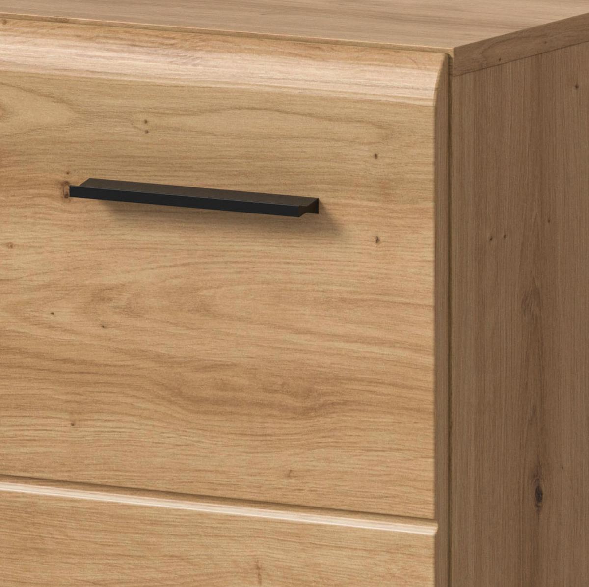 HOCHSCHRANK in Eiche Artisan, Badschrank 4-türig 60 x 185 cm mit viel Stauraum - Schwarz/Eiche Artisan, Holzwerkstoff/Kunststoff (60/185/30cm) - Inn.Furn