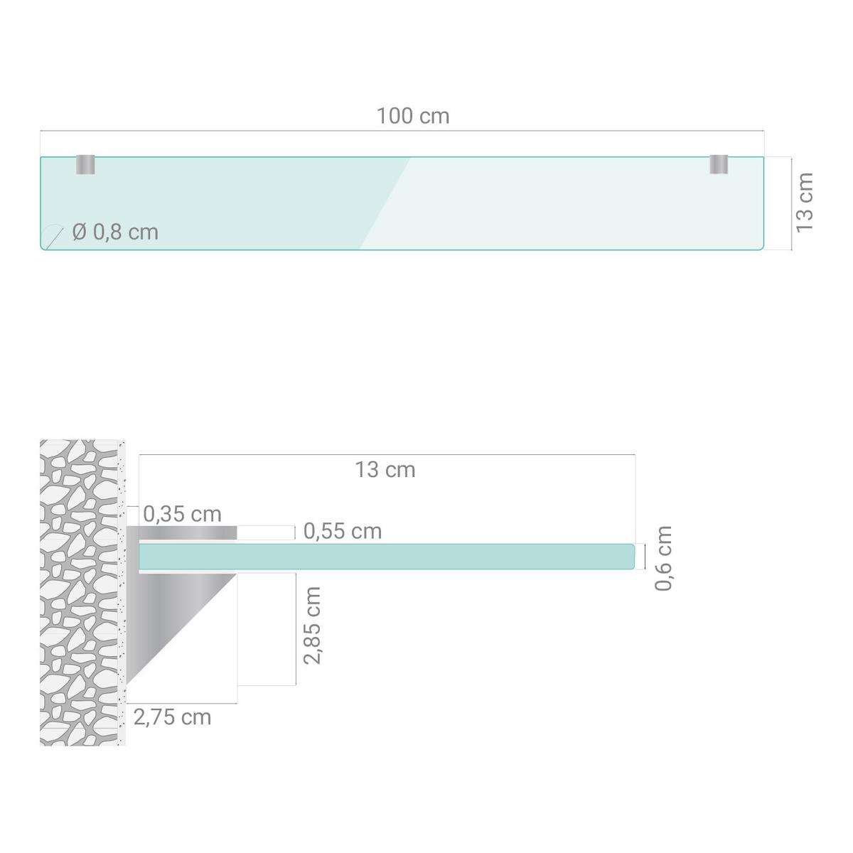 GLASREGAL Milchglas - 100x13 cm - Transparent, Glas (100/0.6/13cm) - TULUP