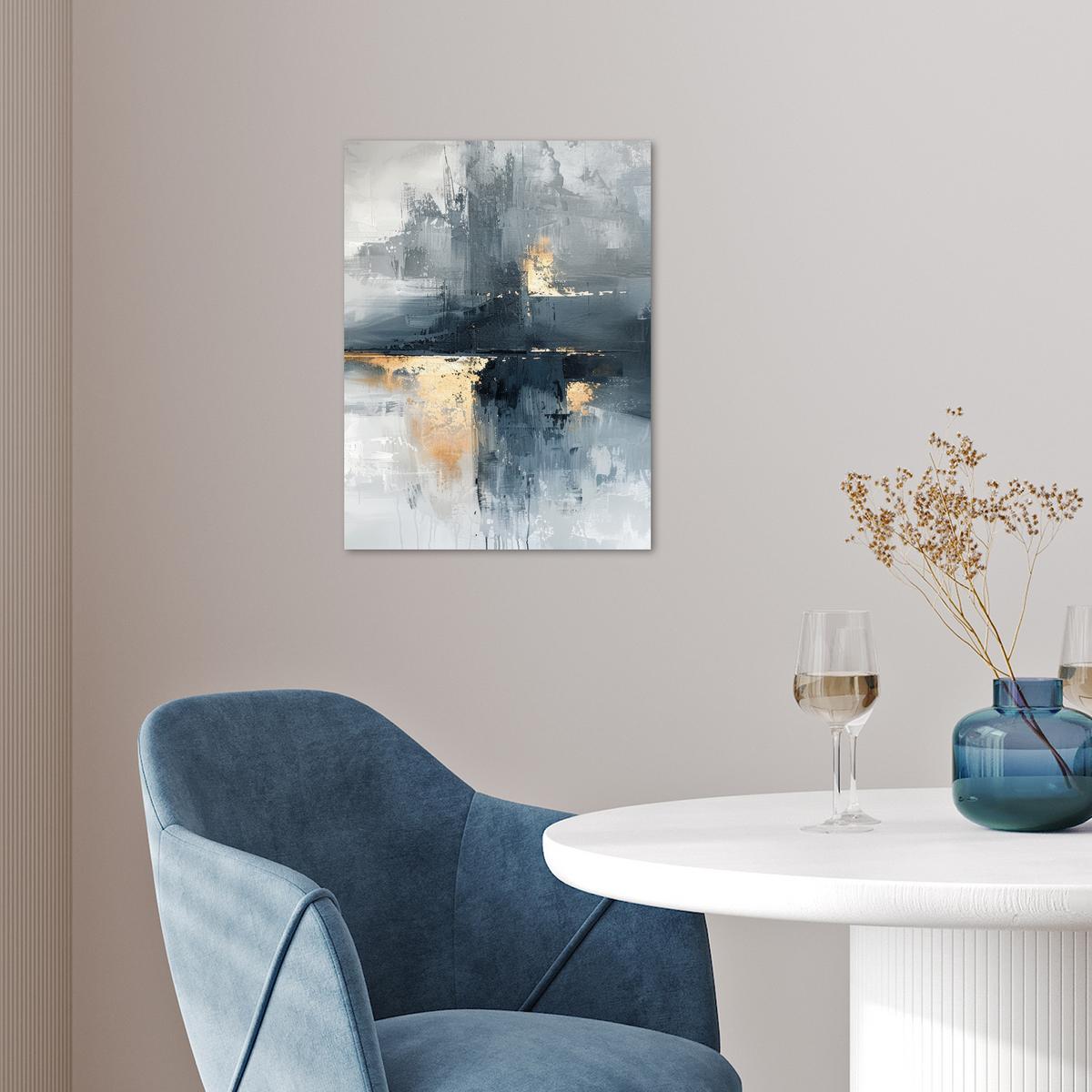 POSTER Kunst - Grau - Gold - Abstrakt Wandbilder 30x40 cm - Dunkelgrau, Papier (30/40/0.1cm) - MuchoWow