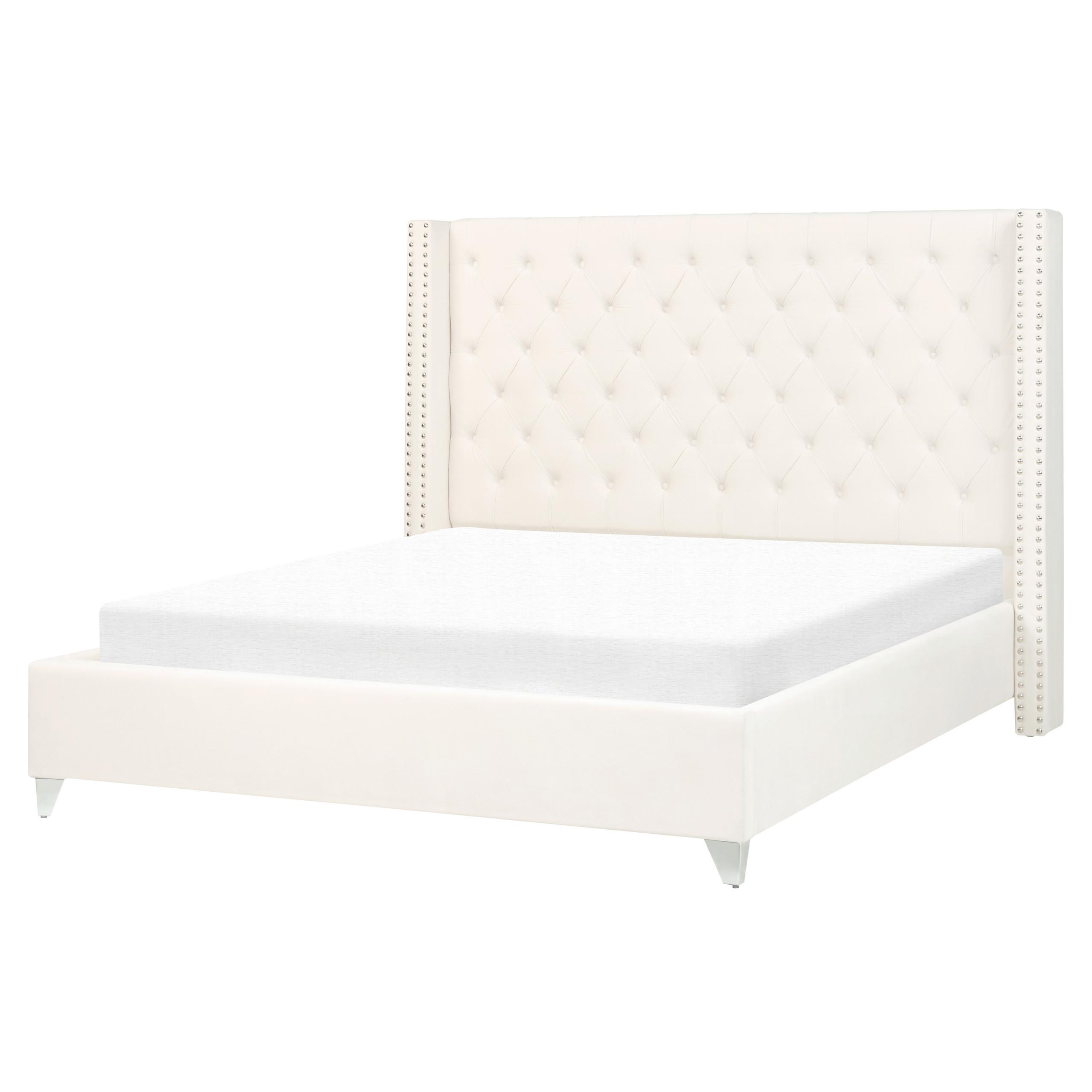 POLSTERBETT 160/200cm Cremeweiß Lubbon - Creme, Textil (160/200cm) - Beliani