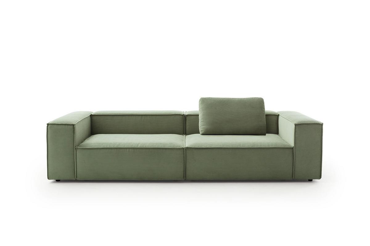 SOFA CARMO Grün Cord - Schwarz/Olivgrün, Kunststoff/Textil (306/68/118cm) - KAWOLA