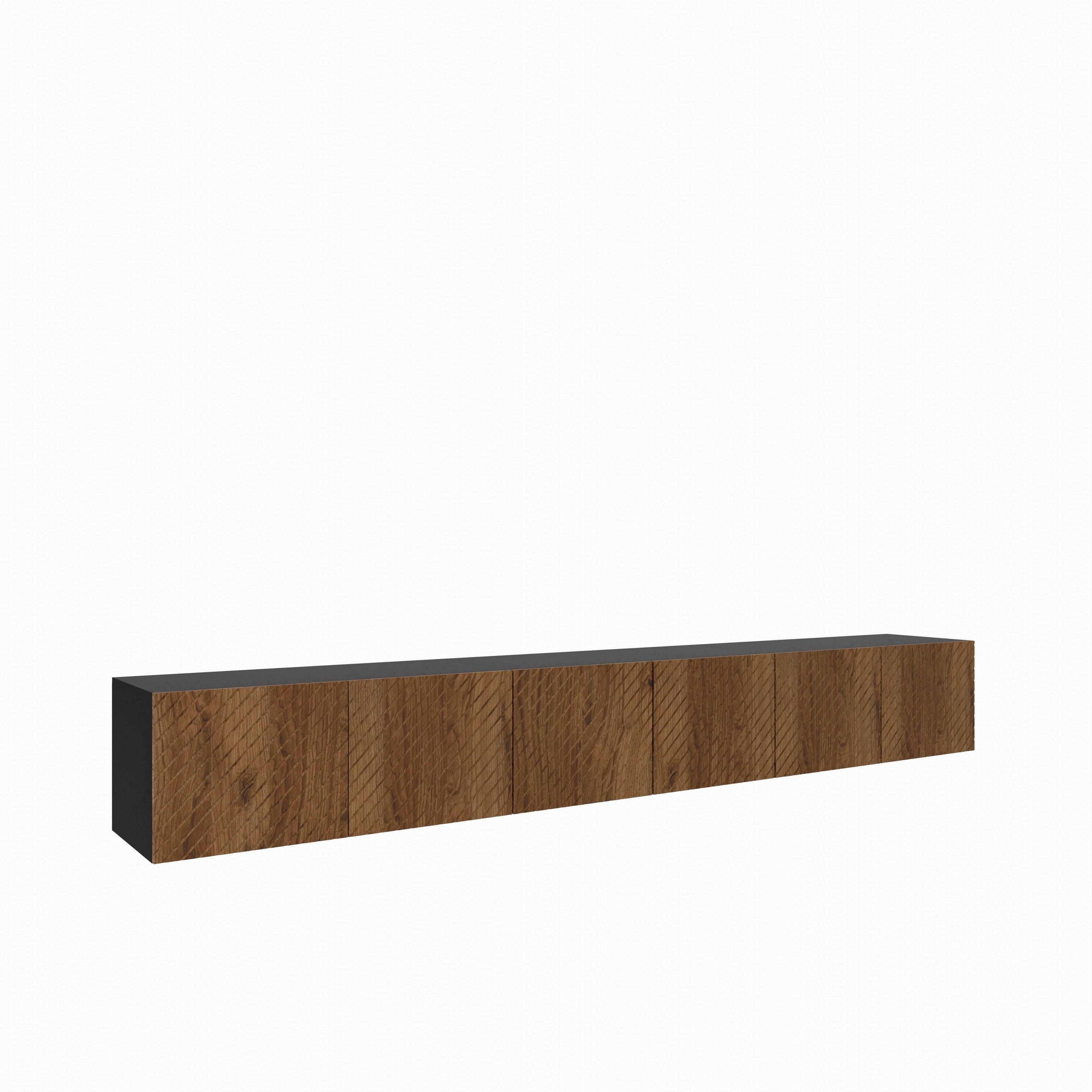 LOWBOARD CAVA 300/41/40 cm, Hängender TV-Schrank Schwarz / Eichefarben - Eichefarben/Schwarz, Holzwerkstoff (300/41/40cm) - MASSENO