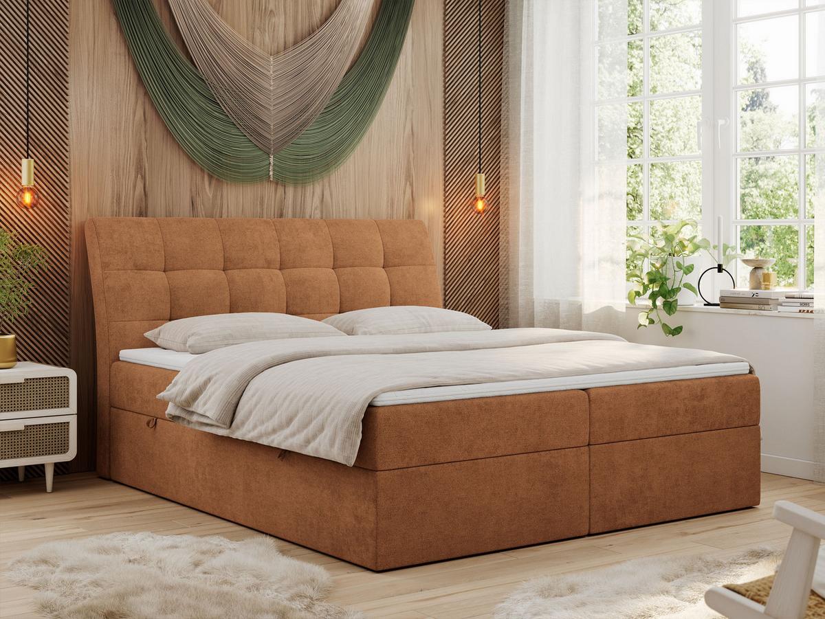 BOXBETT DIEGOS 200/200 Orange Struktur - H3 - Orange, Holz/Textil (200/200cm) - MKS