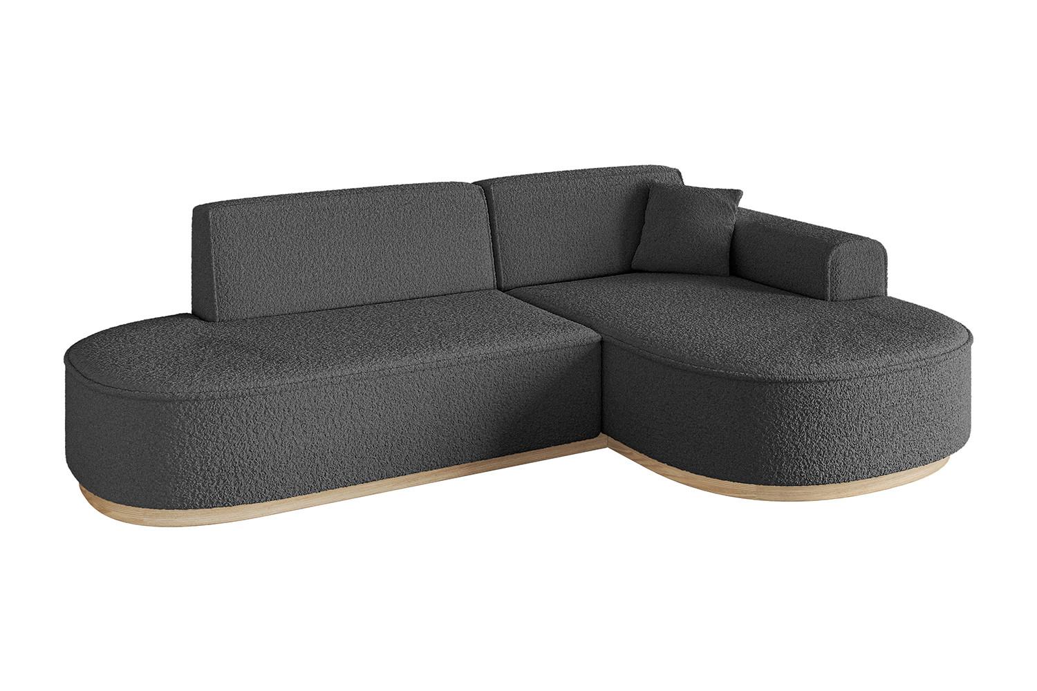 ECKSOFA Ottomane Rechts MARI-L1-v1 - 243x171x83 cm Grau Bouclé - Grau, Holzwerkstoff/Textil (171/243cm) - ALTDECOR
