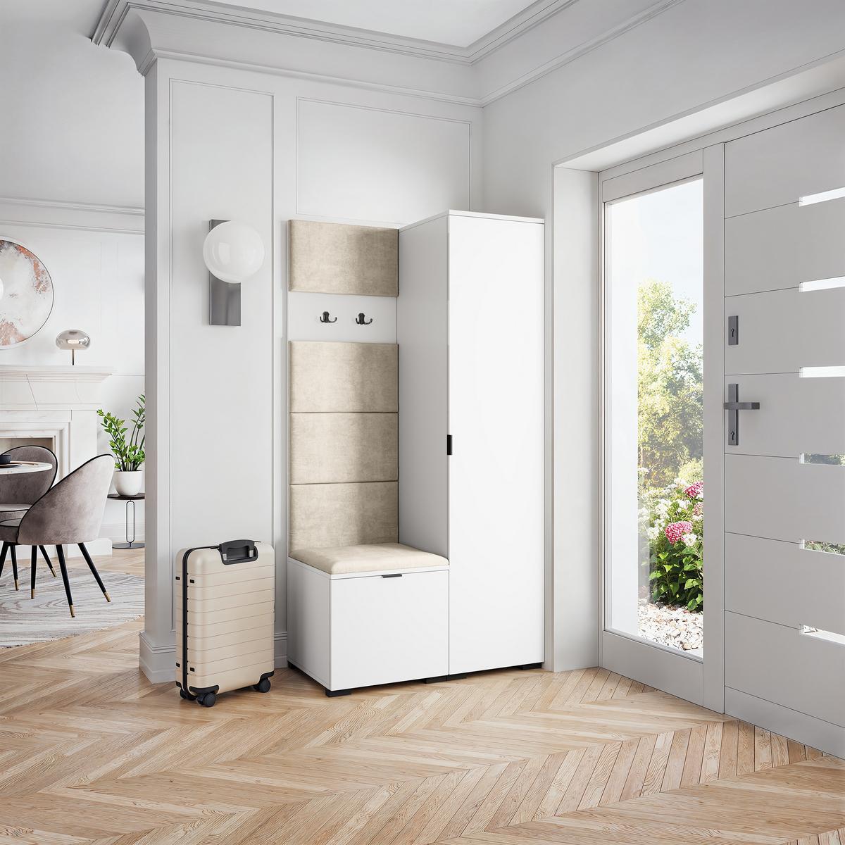GARDEROBENSCHRANK LORI 95/181/51 cm Modern Weiß - Beige/Weiß, Holzwerkstoff (95/181/51cm) - MASSENO