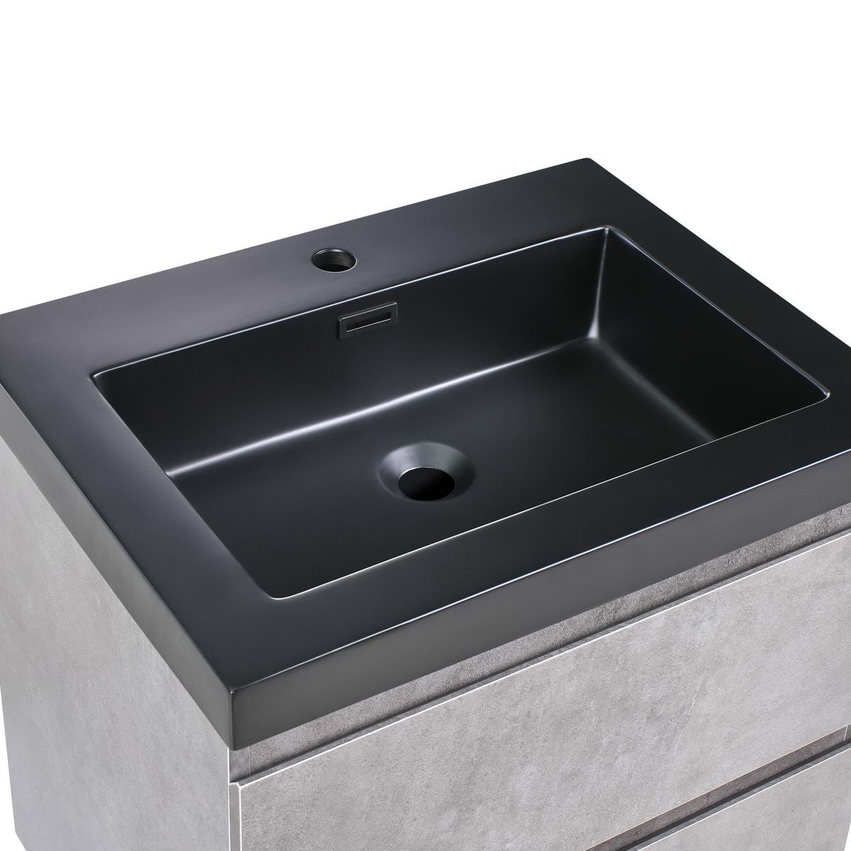 WASCHBECKENUNTERSCHRANK wandmontiertk mit Waschbecken Grau Cardiel - Grau, Holzwerkstoff (60/55/74cm) - Beliani