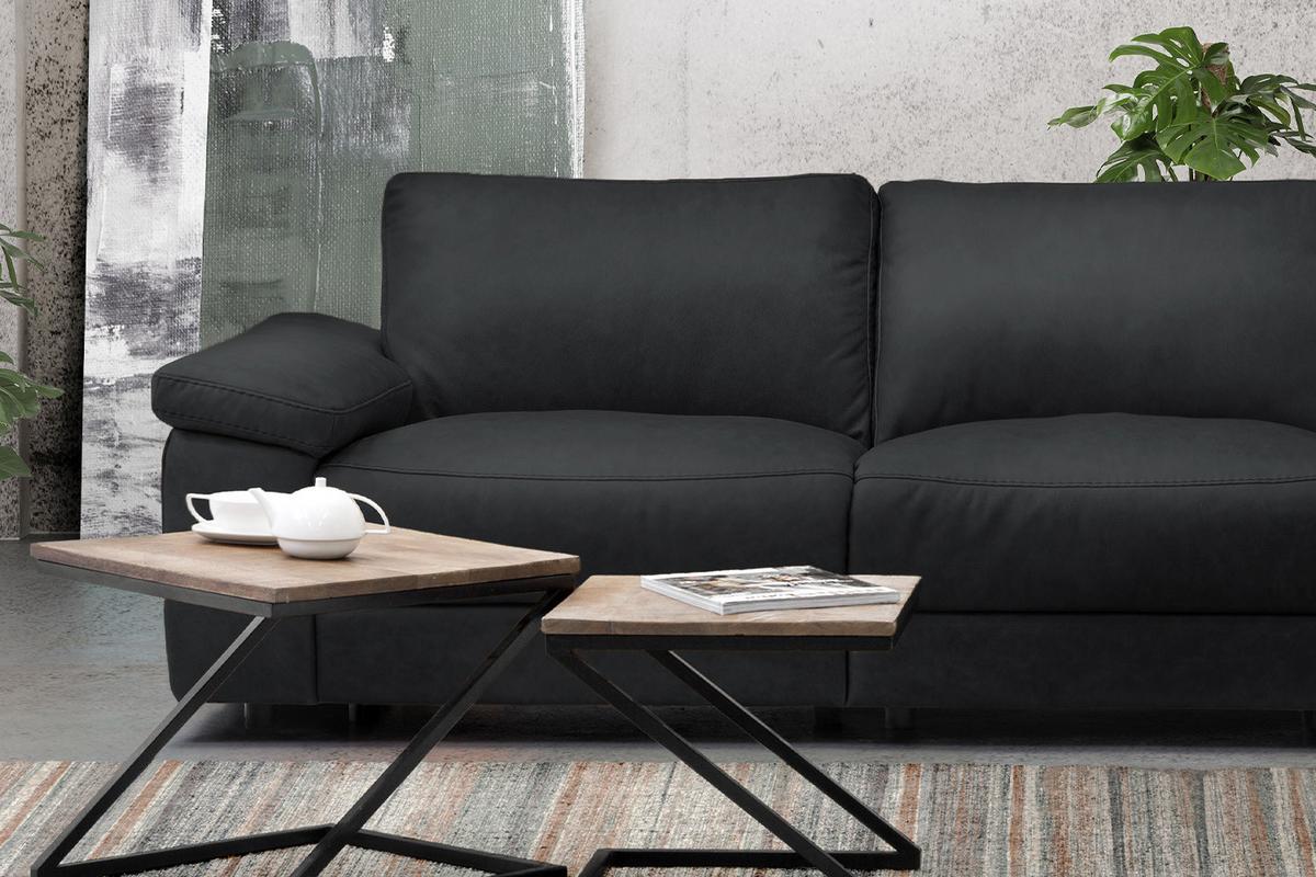 ECKSOFA XL MOTORISCHER RELAXFUNKTION LOLA Schwarz Leder Relaxfunktion - Schwarz, Leder (304/178cm) - KAWOLA