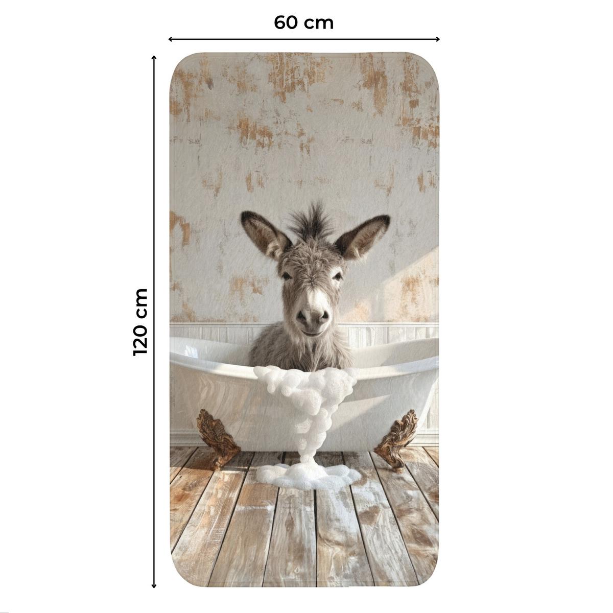 WC-VORLEGER Esel - Tiere - Badewanne - Schaumstoff Toilettenvorleger 60x120 cm - Creme, Textil (60/1cm) - OnlyWow