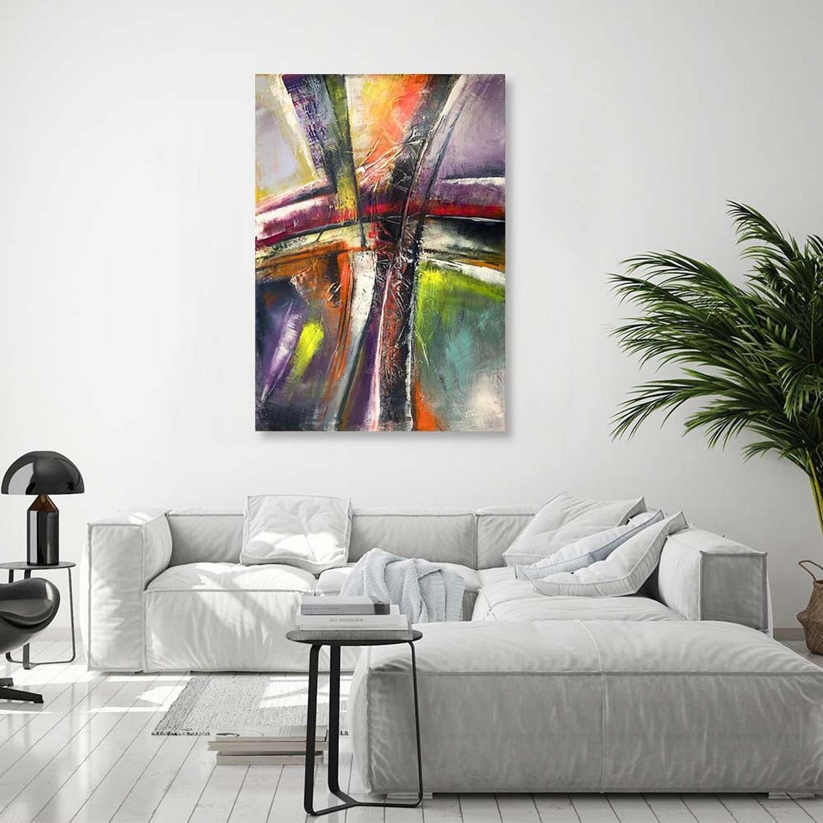 LEINWANDBILD Abstrakt mehrfarbig 80x120cm - Multicolor, Textil (80/120cm) - Feeby
