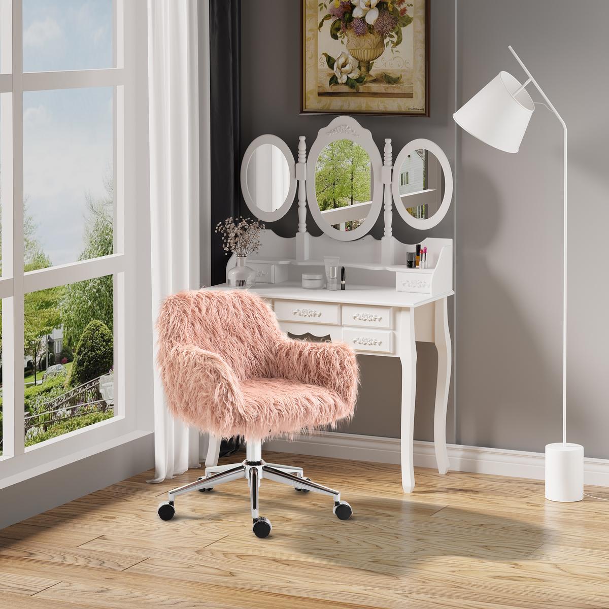 CHEFSESSEL, Schaumstoff, Rosa+Silber - Multicolor, Fell (60/85/57cm) - Vinsetto