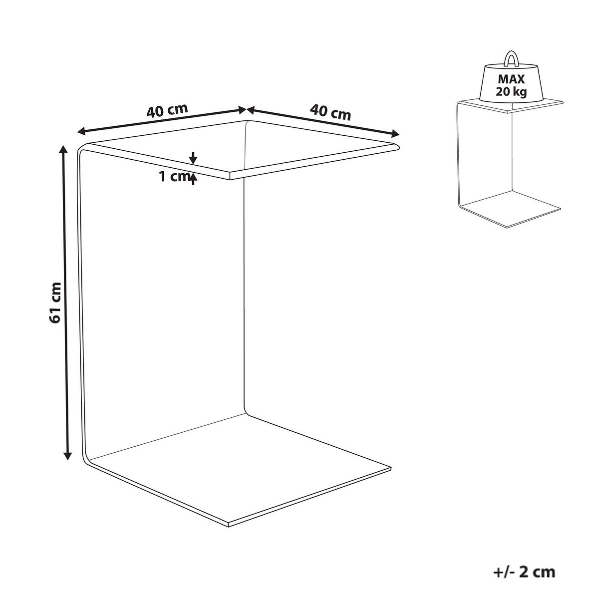 BEISTELLTISCH Braun Lourdes - Braun, Glas (40/40/61cm) - Beliani