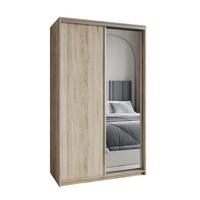 SCHWEBETÜRENSCHRANK TAVI 120/205/60 cm 2-türig mit Spiegel Sonoma Eiche - Sonoma Eiche, Holzwerkstoff (120/205/60cm) - MASSENO