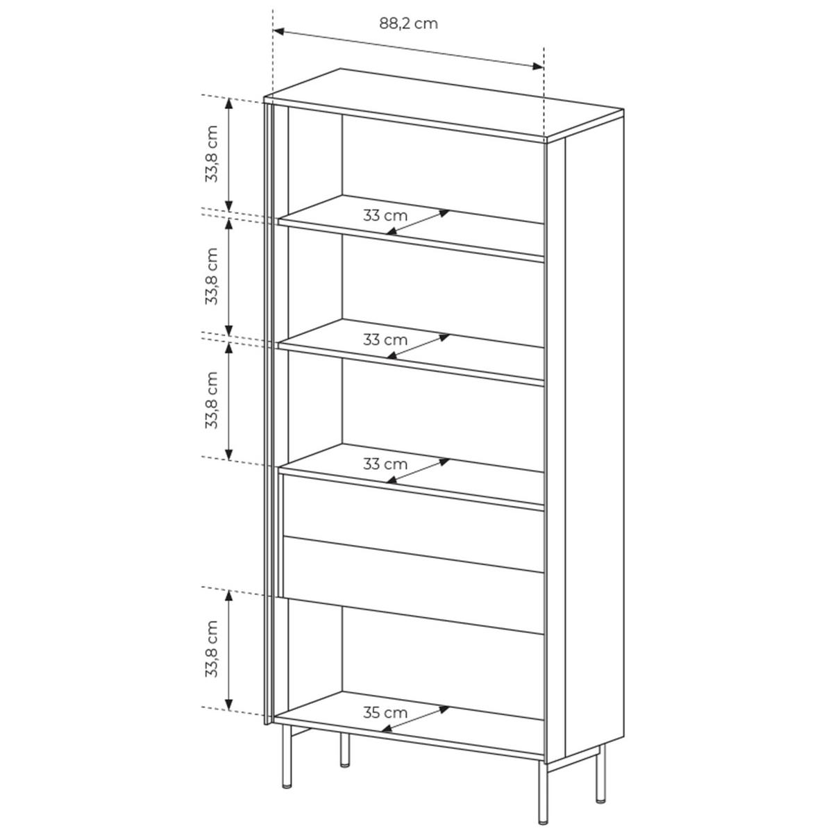 VITRINE Lumi mit LED Taupe 91 cm - Taupe/Goldfarben, Holzwerkstoff/Metall (91.5/194.6/39.3cm) - Selsey
