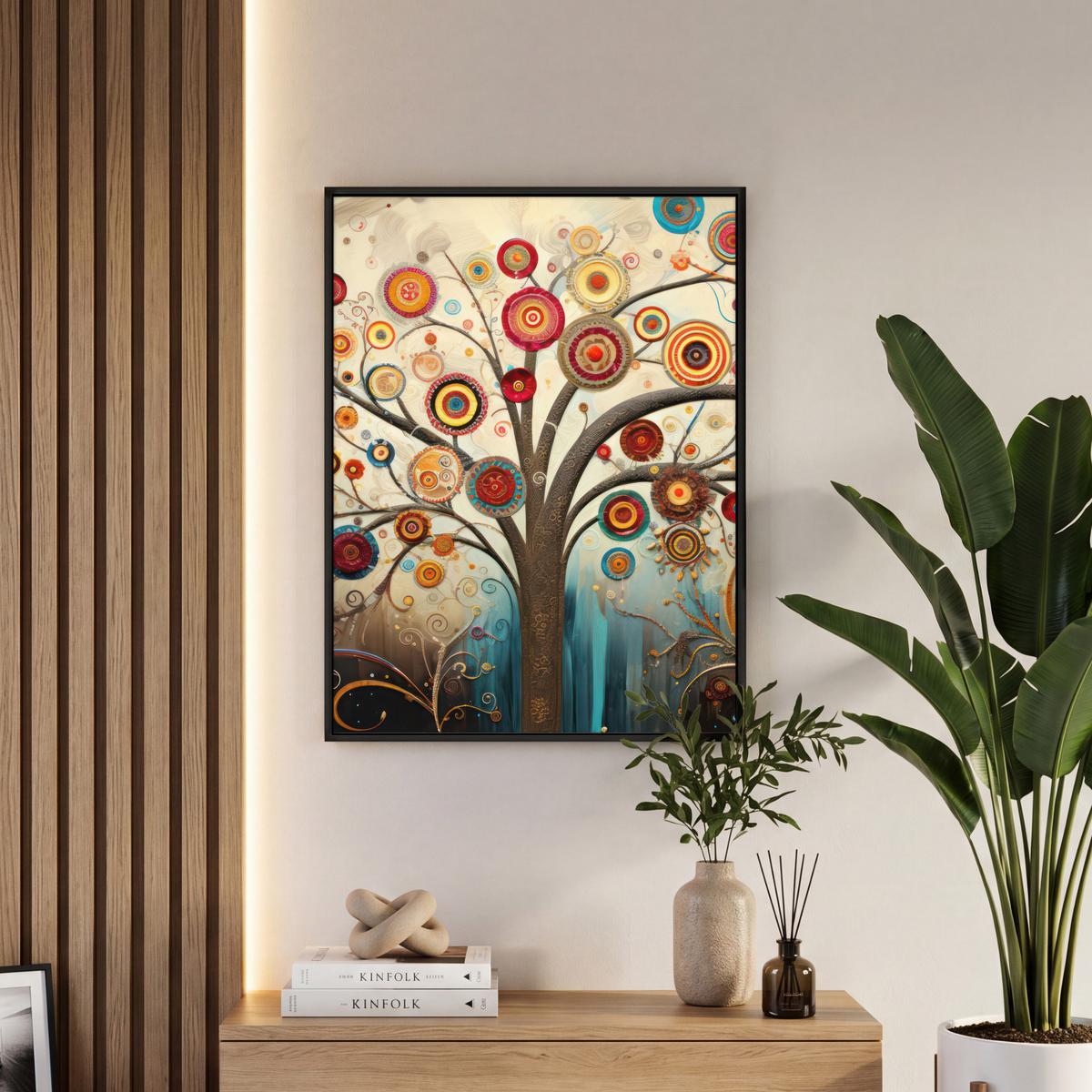 LEINWAND Bilder mit Rahmen - Baum - Baum des Lebens - Farbe - 50x70 - Braun, Textil (50/70cm) - MuchoWow