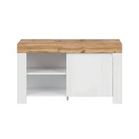 SCHUHMÖBEL Hella Weiß und Holz - Weiß, Holzwerkstoff (92/53/37cm) - Petits-meubles