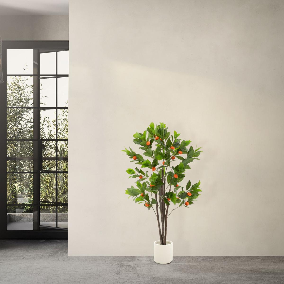 KUNSTPFLANZE Orangenbaum 130 cm aus Kunststoff - Orange/Grün, Kunststoff/Textil (130cm) - ML-DESIGN