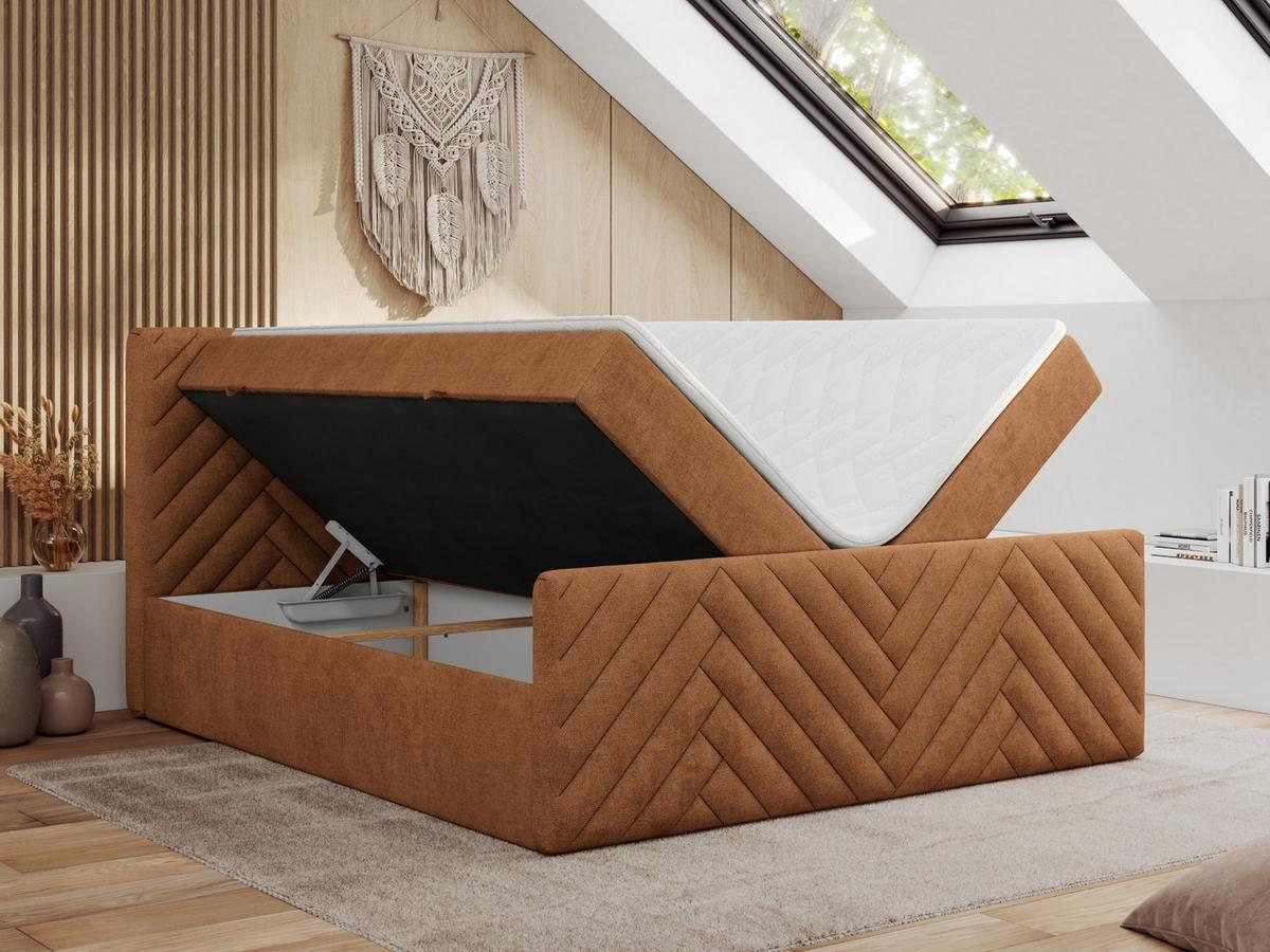 BOXBETT PARIS DUO 120/200 - Orange Struktur - H4 - Orange, Holz/Textil (120/200cm) - MKS