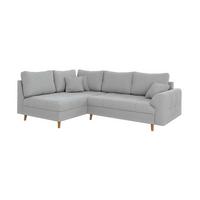 ECKSOFA Alma Hellgrau Cord - Ottomane links - Hellgrau/Braun, Holz/Textil (231/161cm) - S-Style Möbel